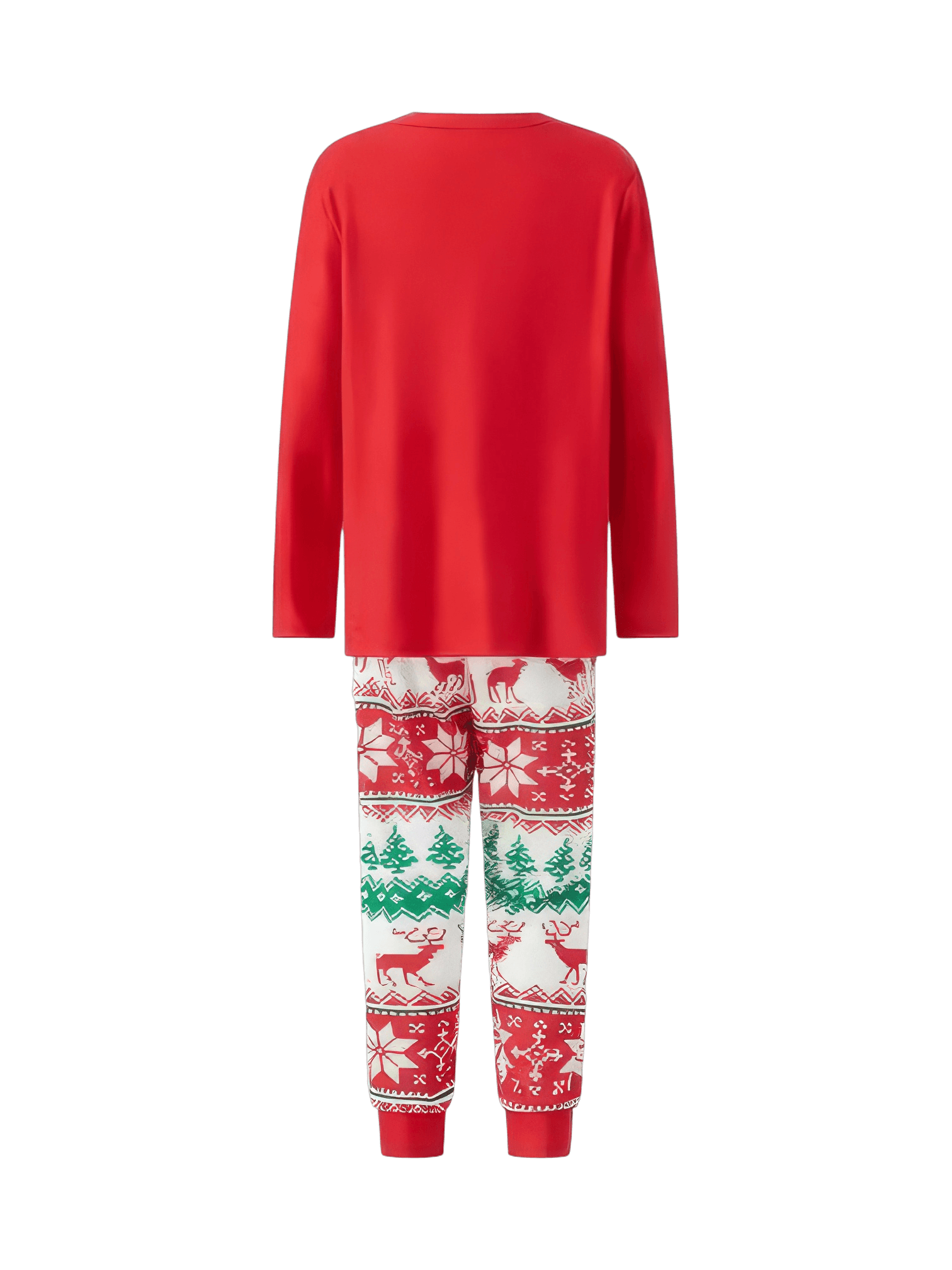 3 bearded elves with “Merry Christmas” print, red, patterns on pants