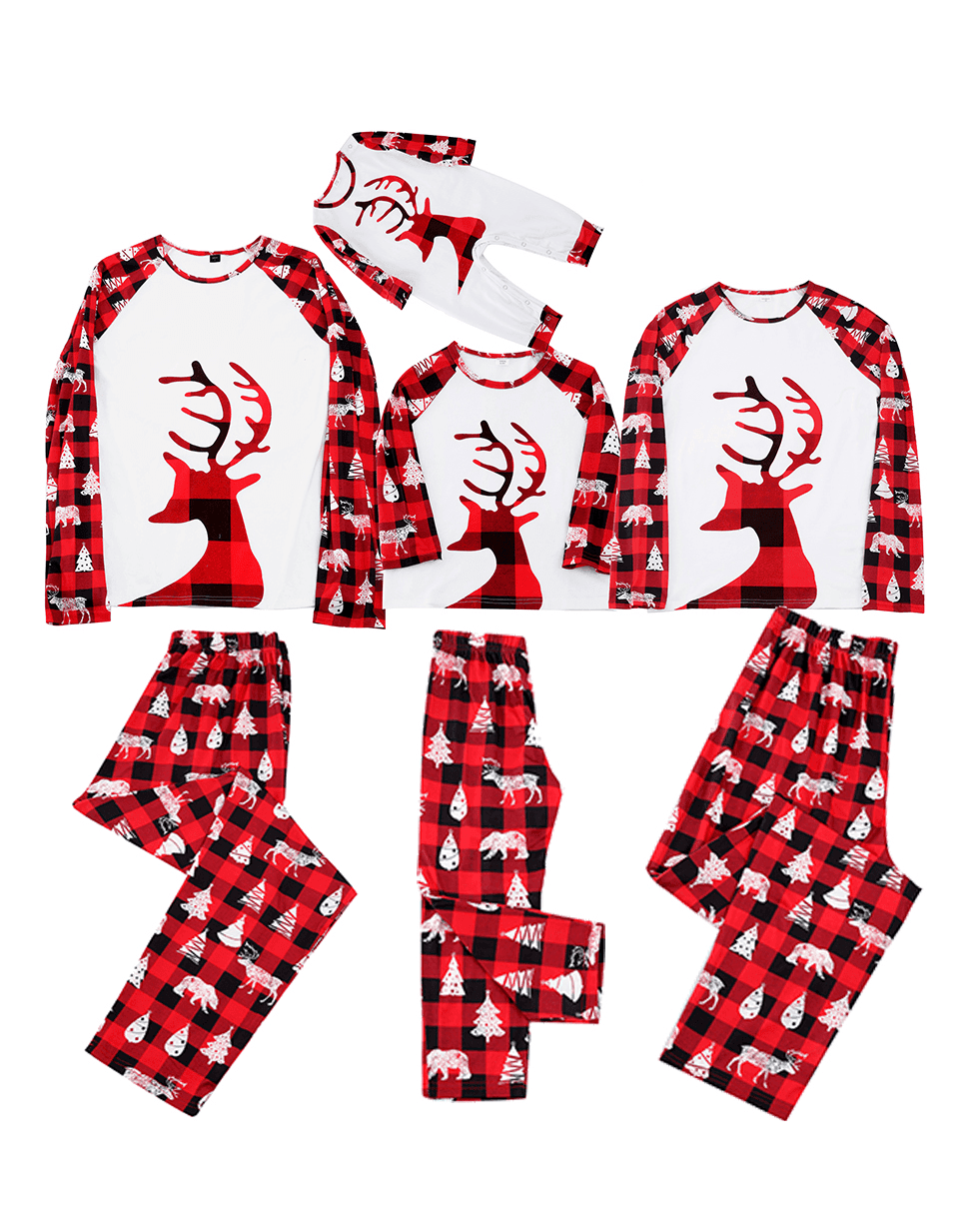 Christmas pajamas Red reindeer, tiles style