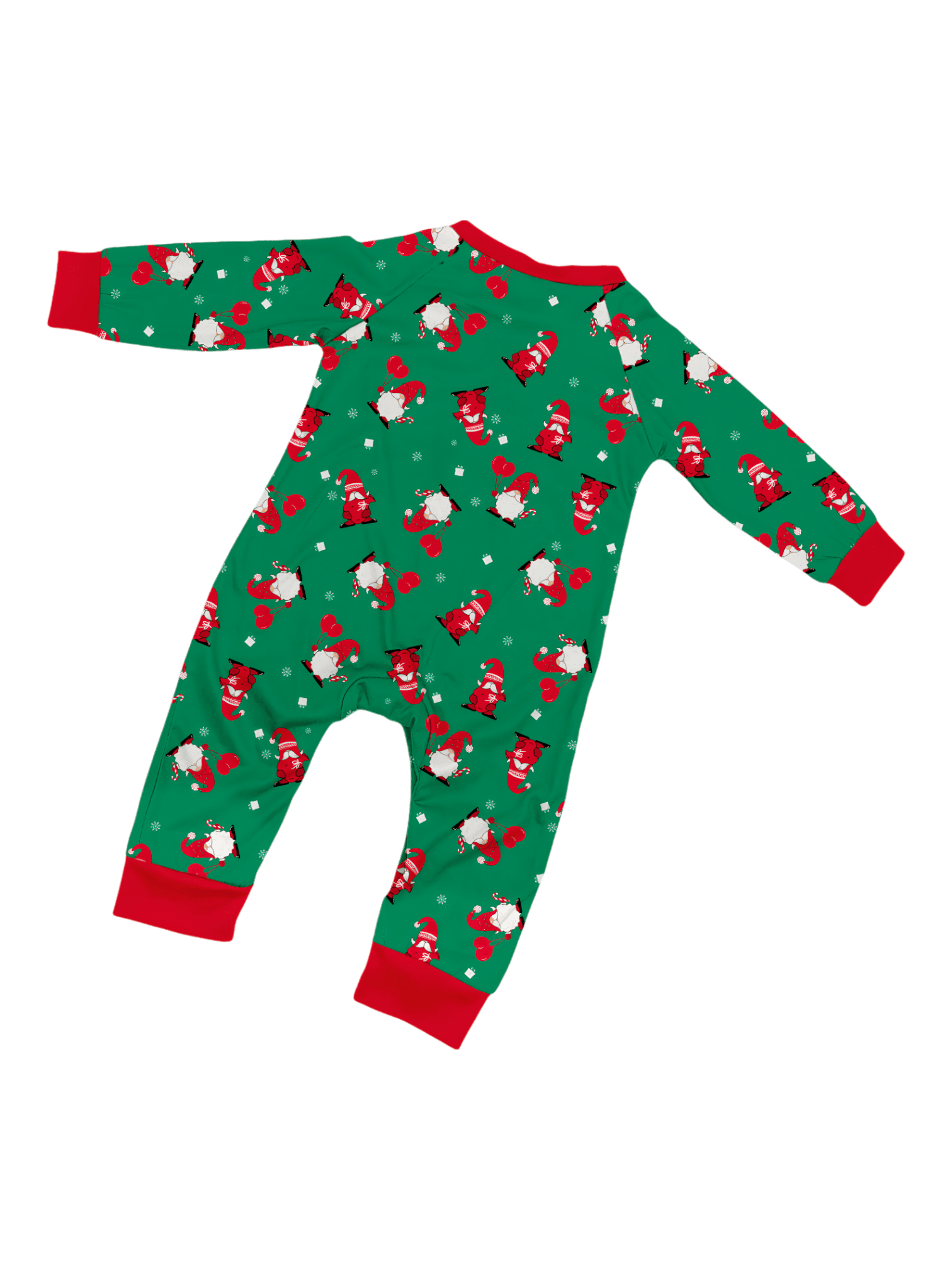 The bearded Santa buried under his gigantic hat, matching family pajamas