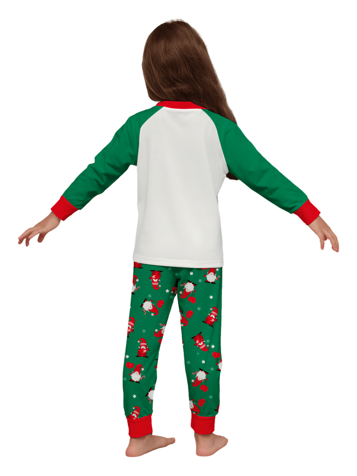 The bearded Santa buried under his gigantic hat, matching family pajamas