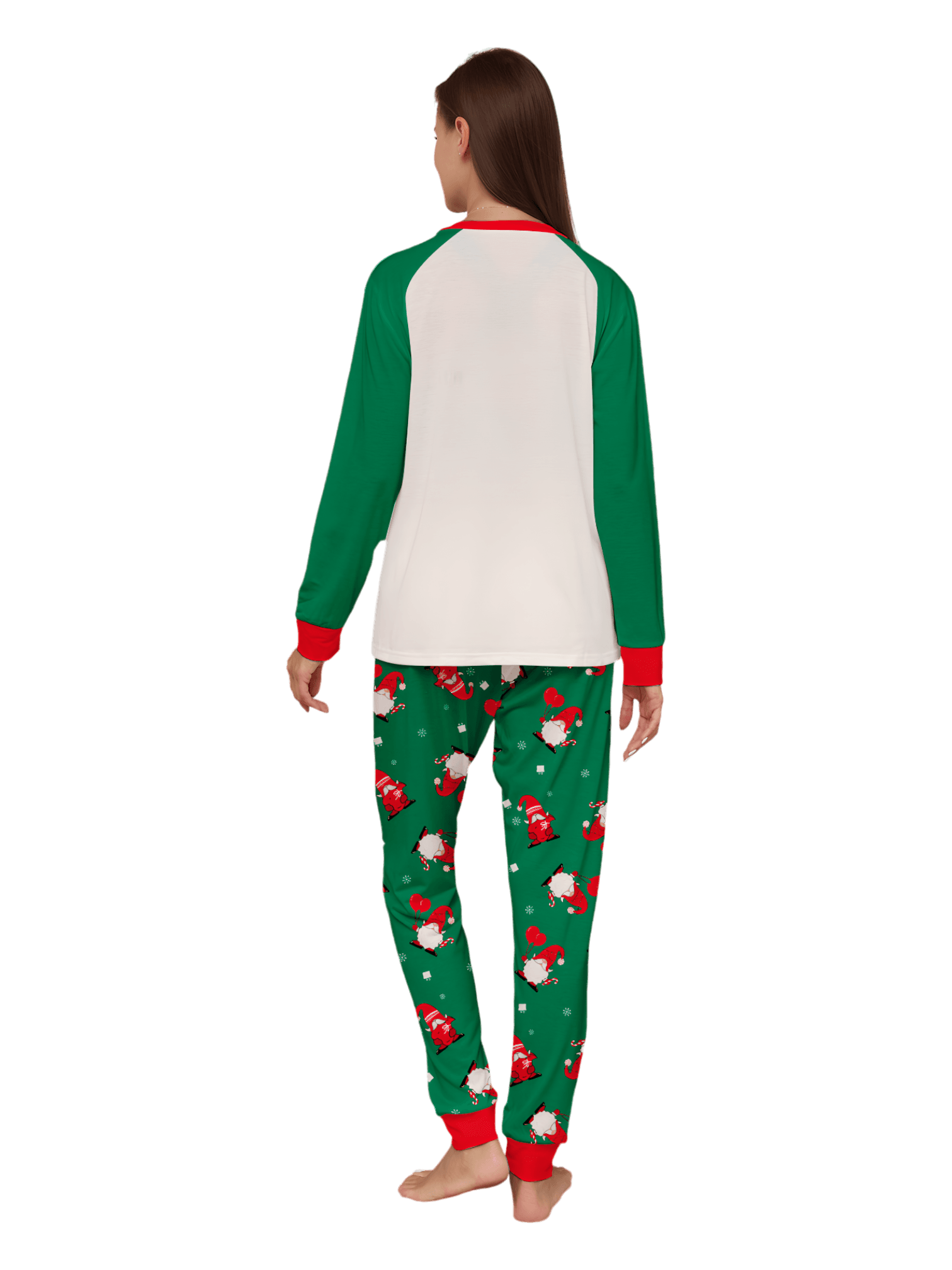 The bearded Santa buried under his gigantic hat, matching family pajamas