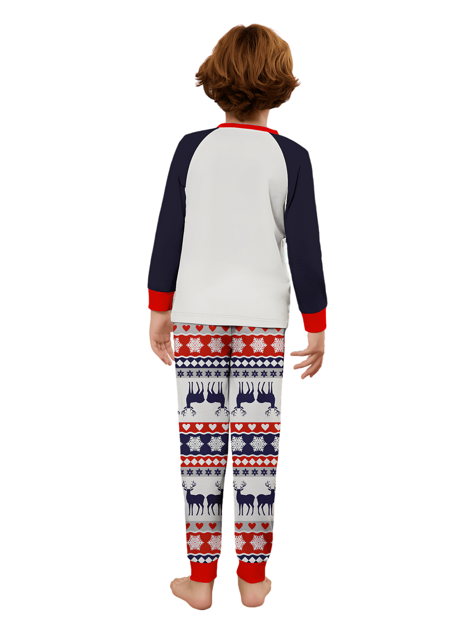 Cheeky little reindeer dressed for Christmas, matching christmas pajamas