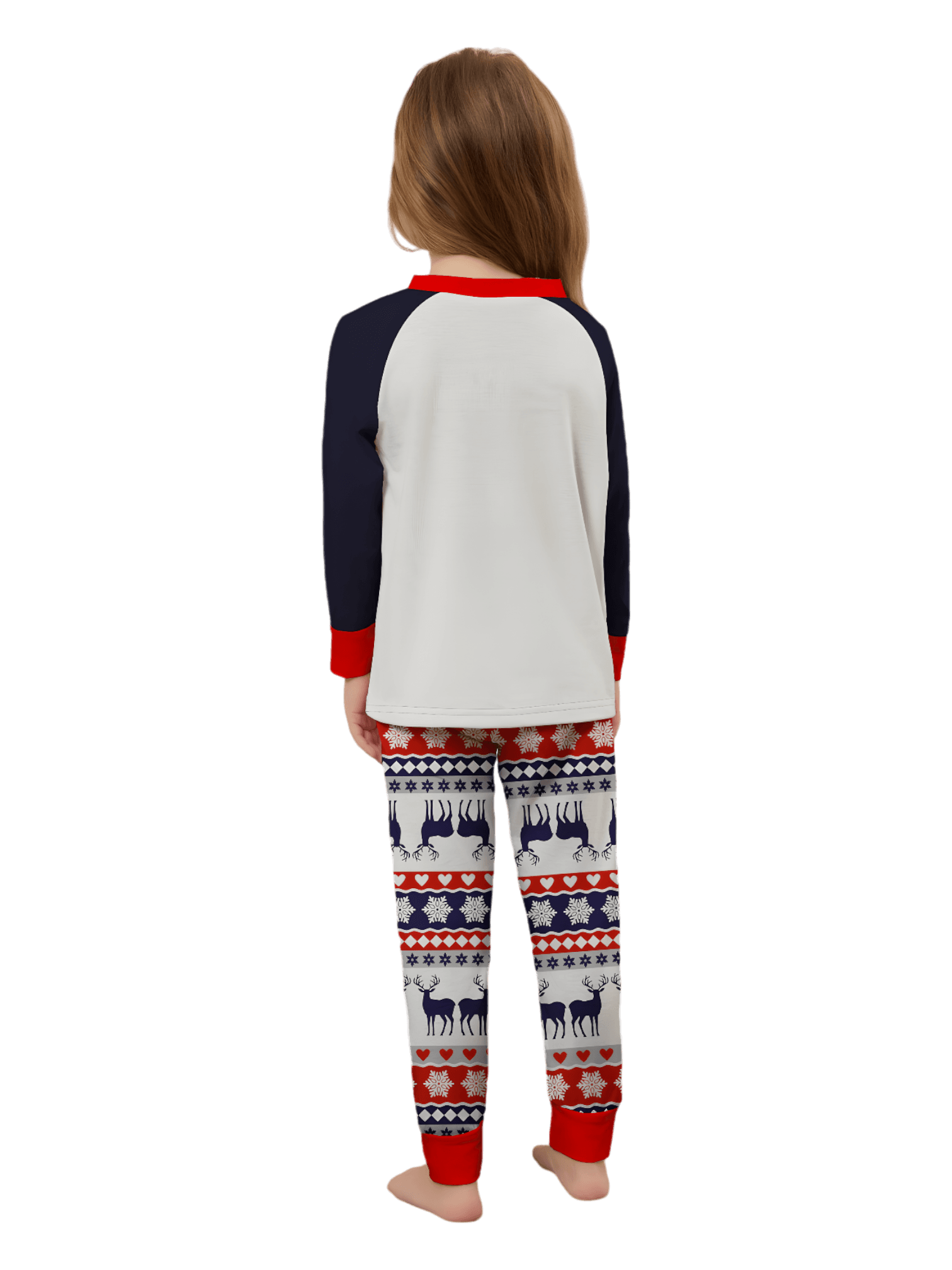 Cheeky little reindeer dressed for Christmas, matching christmas pajamas