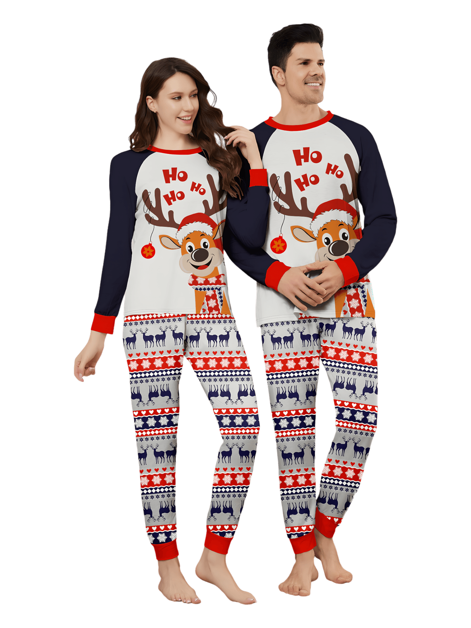 Cheeky little reindeer dressed for Christmas, matching christmas pajamas