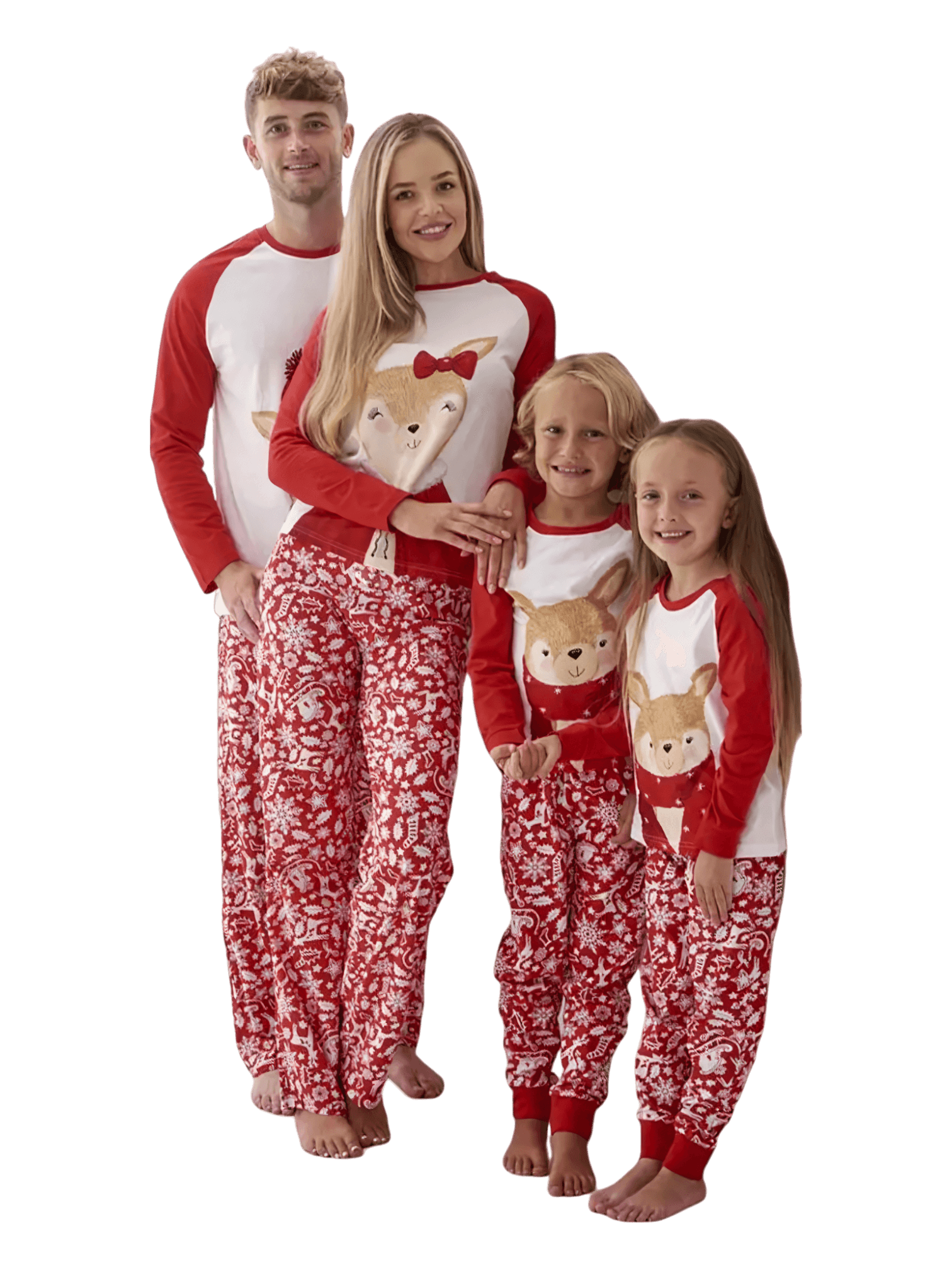 Kleine Rentiere mit Weihnachtsschmuck