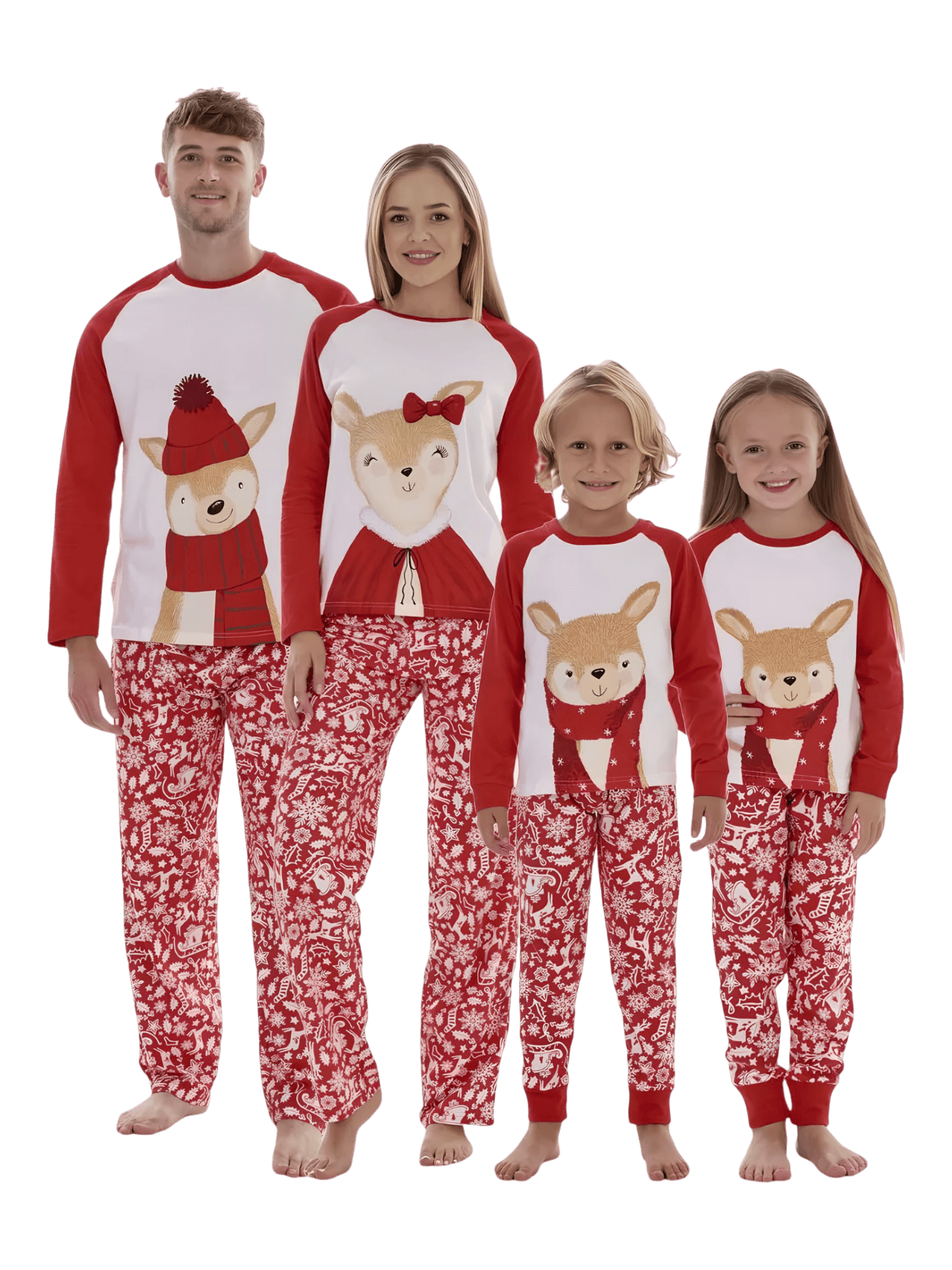Kleine Rentiere mit Weihnachtsschmuck