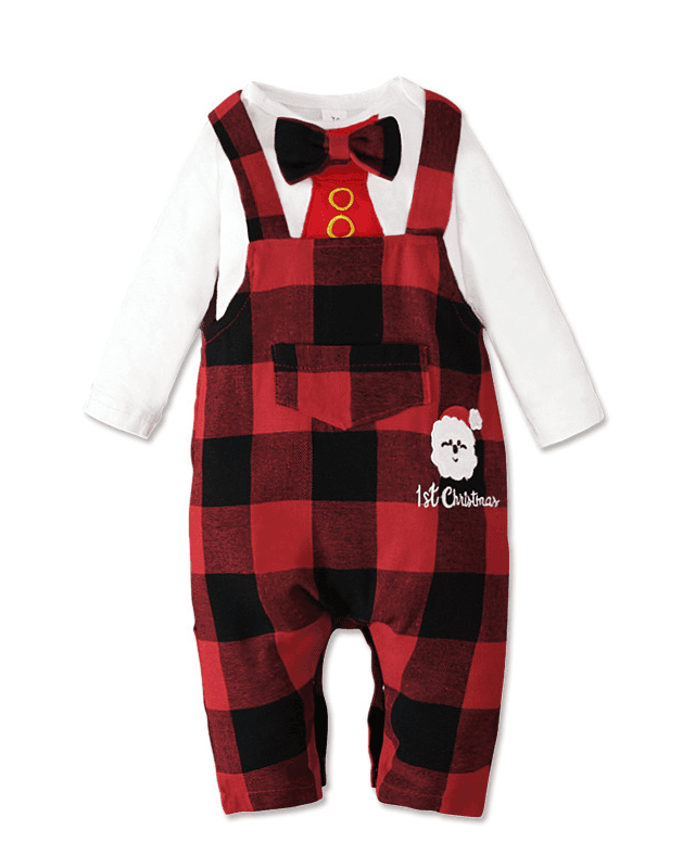 Pigiama elegante per neonato My First Christmas, rosso, bianco e nero