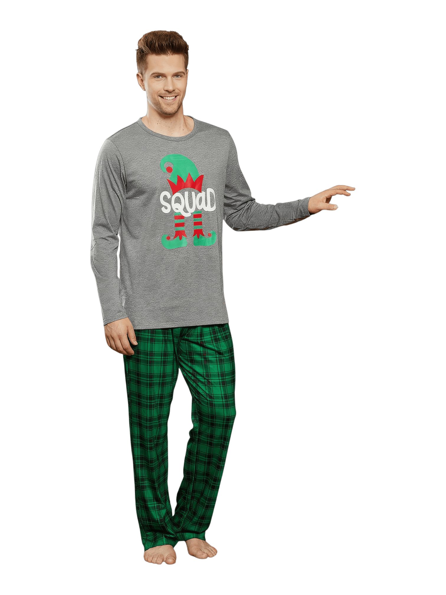 Elf Squad authentic green and gray family Christmas pyjamas