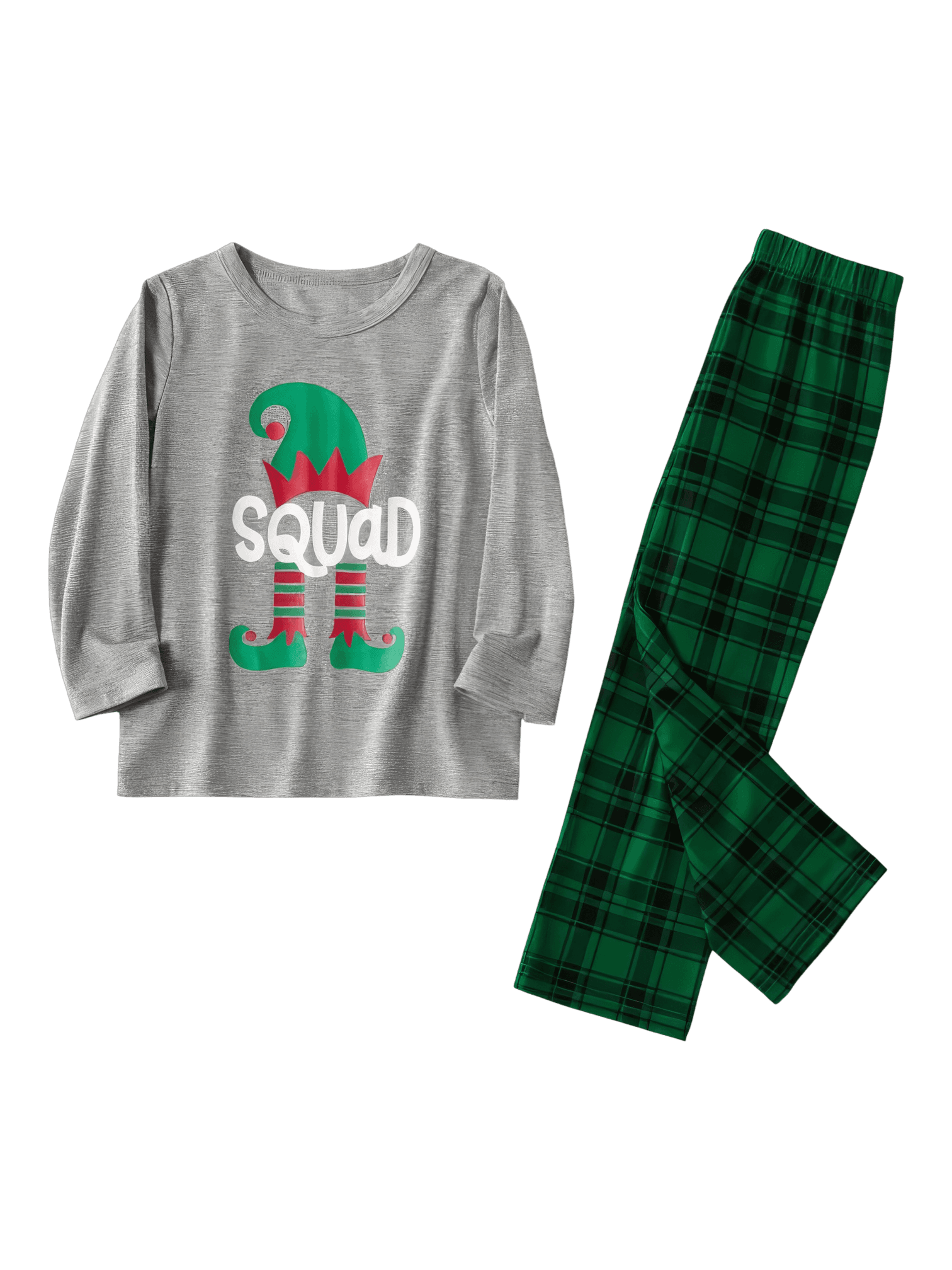 Elf Squad authentic green and gray family Christmas pyjamas