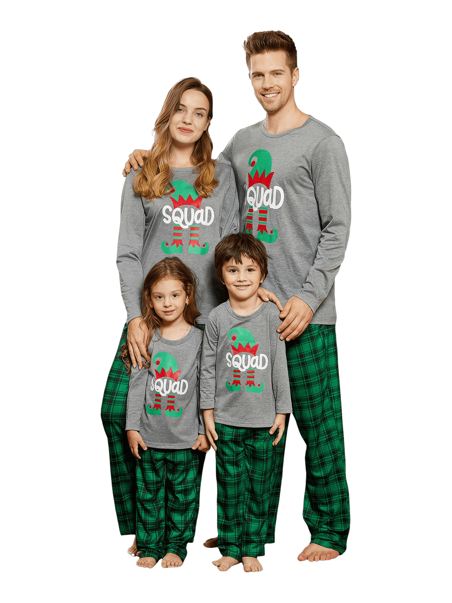 Elf Squad authentic green and gray family Christmas pyjamas