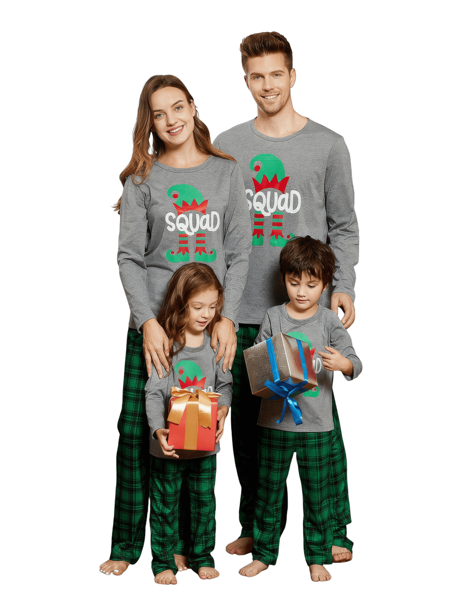Elf Squad authentic green and gray family Christmas pyjamas