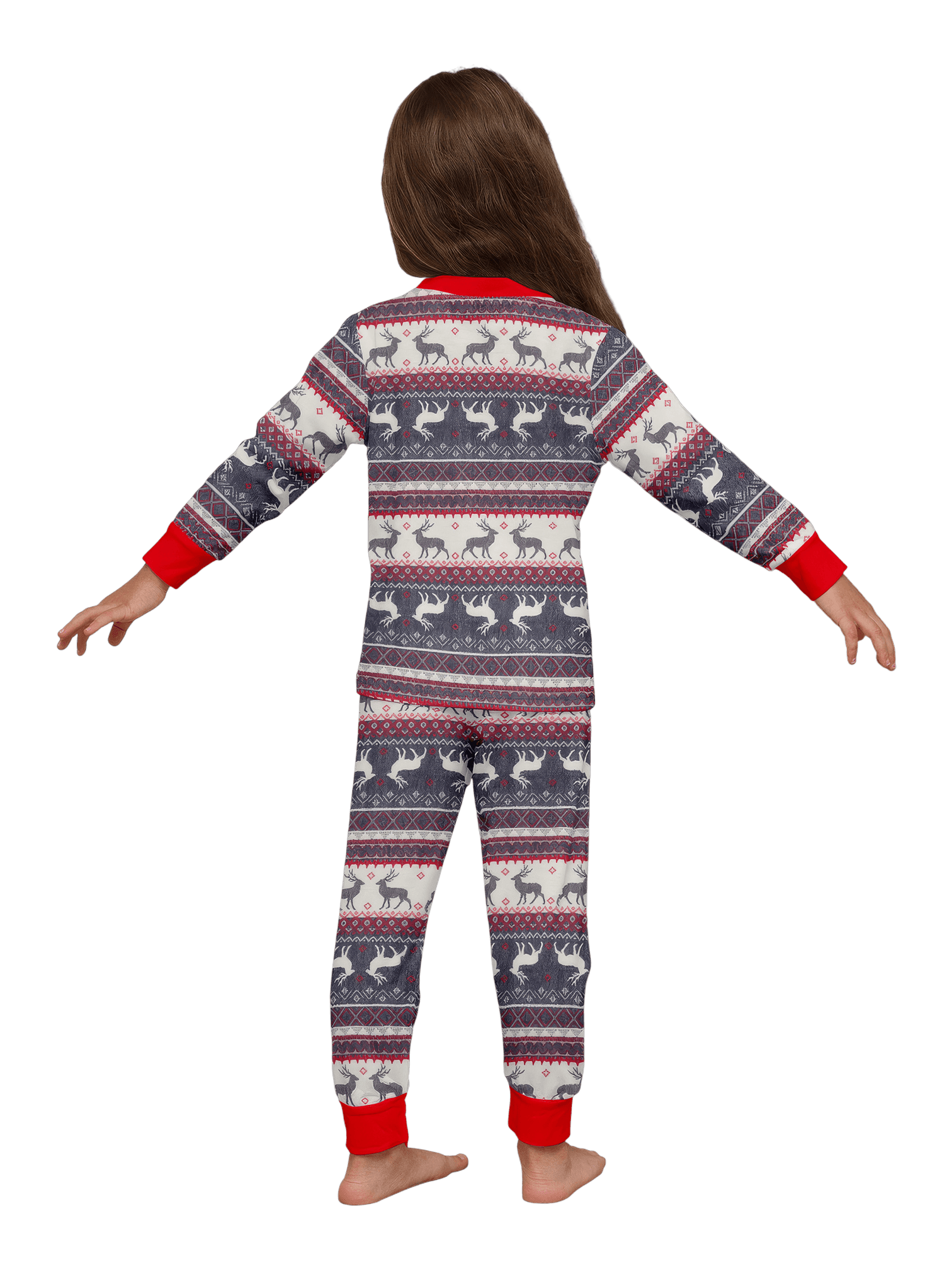 Family and couple pajamas with reindeer stripe pattern gray and white matching pajamas