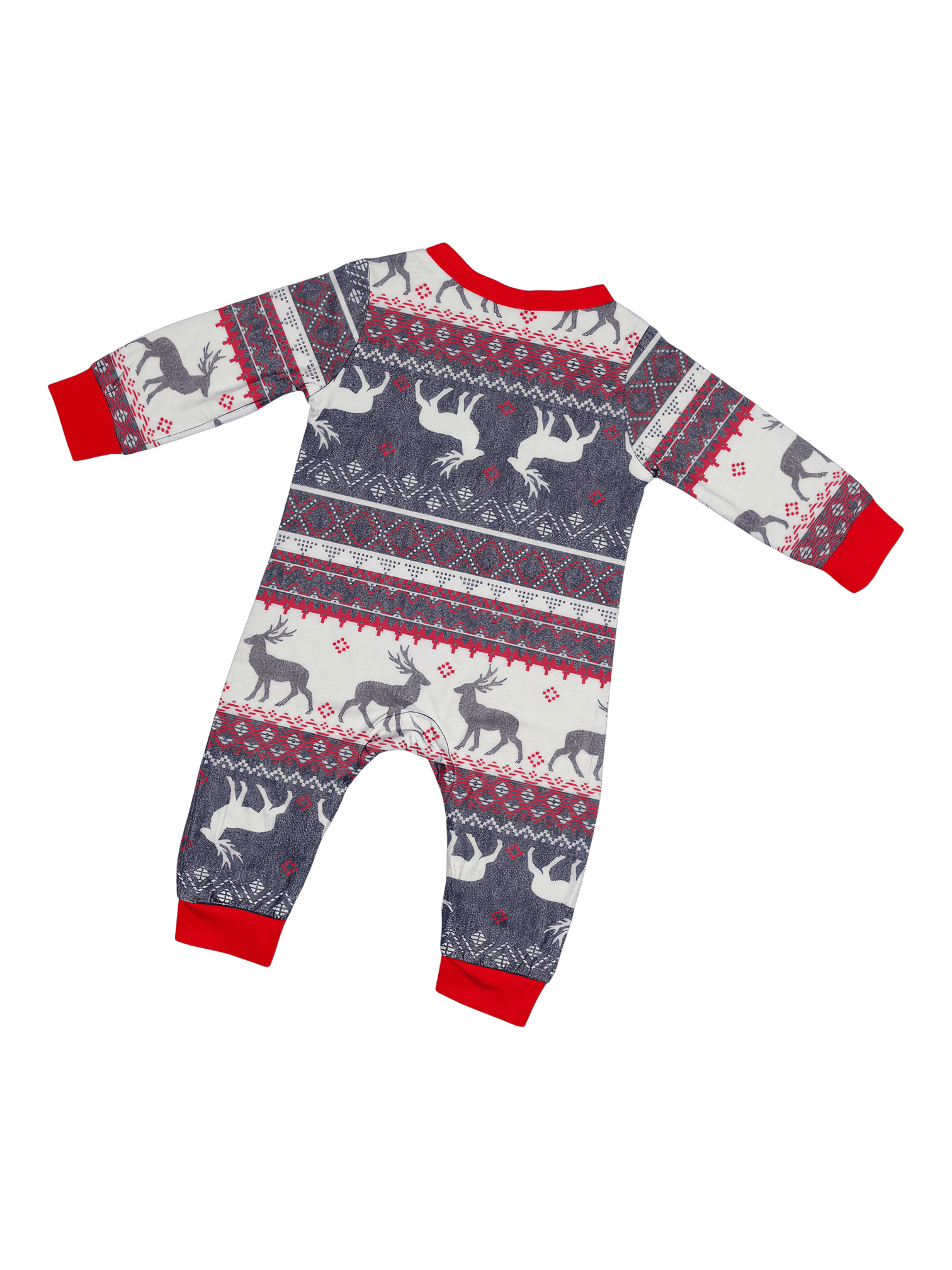 Family and couple pajamas with reindeer stripe pattern gray and white matching pajamas
