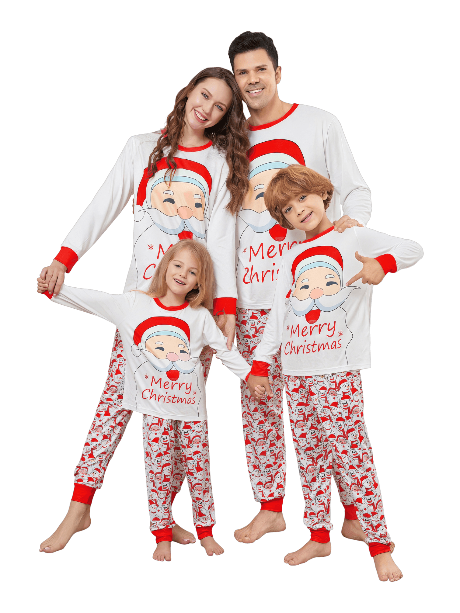 Family Christmas pyjamas, Ghibli style, Father Christmas motif