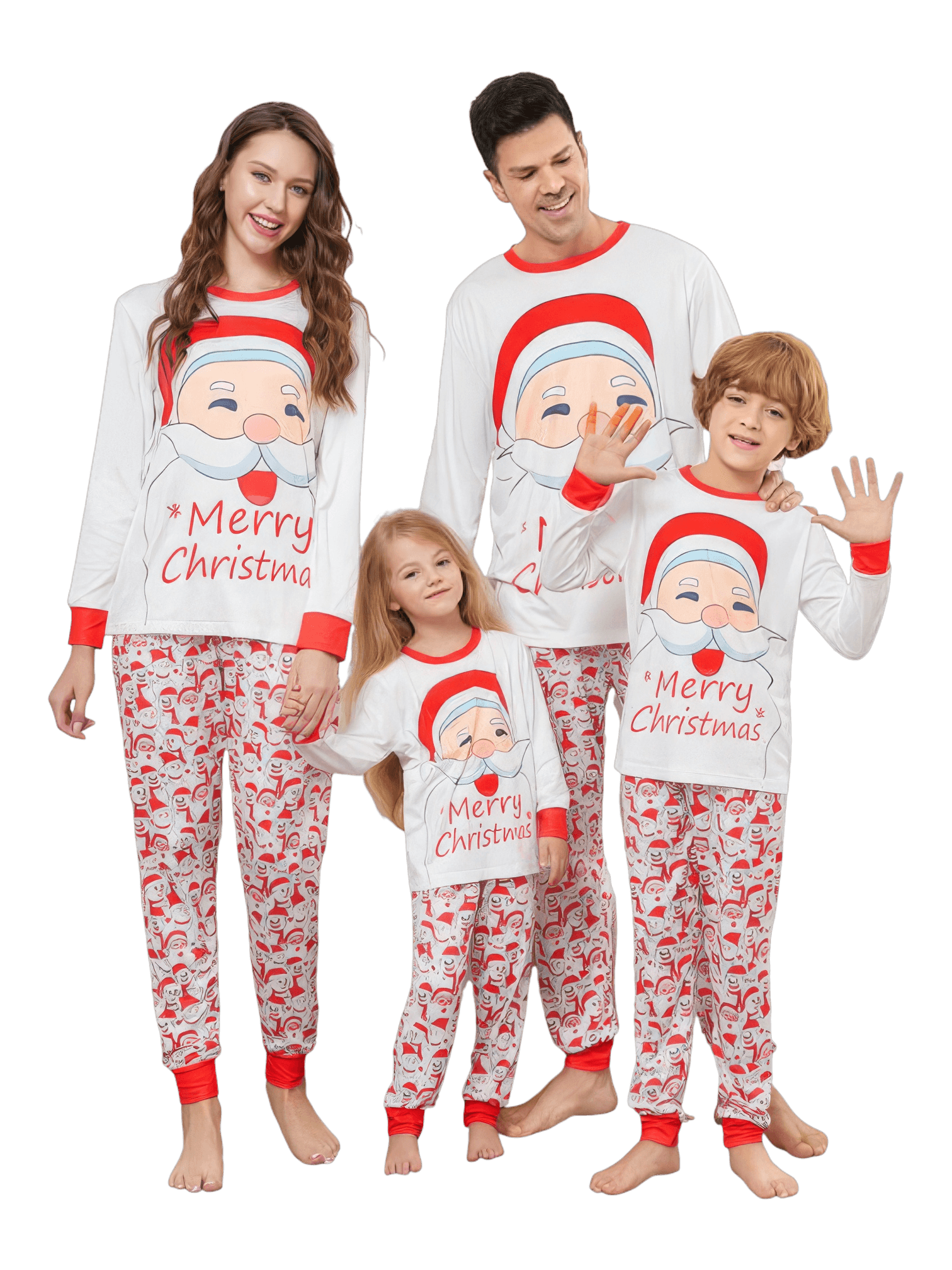 Family Christmas pyjamas, Ghibli style, Father Christmas motif