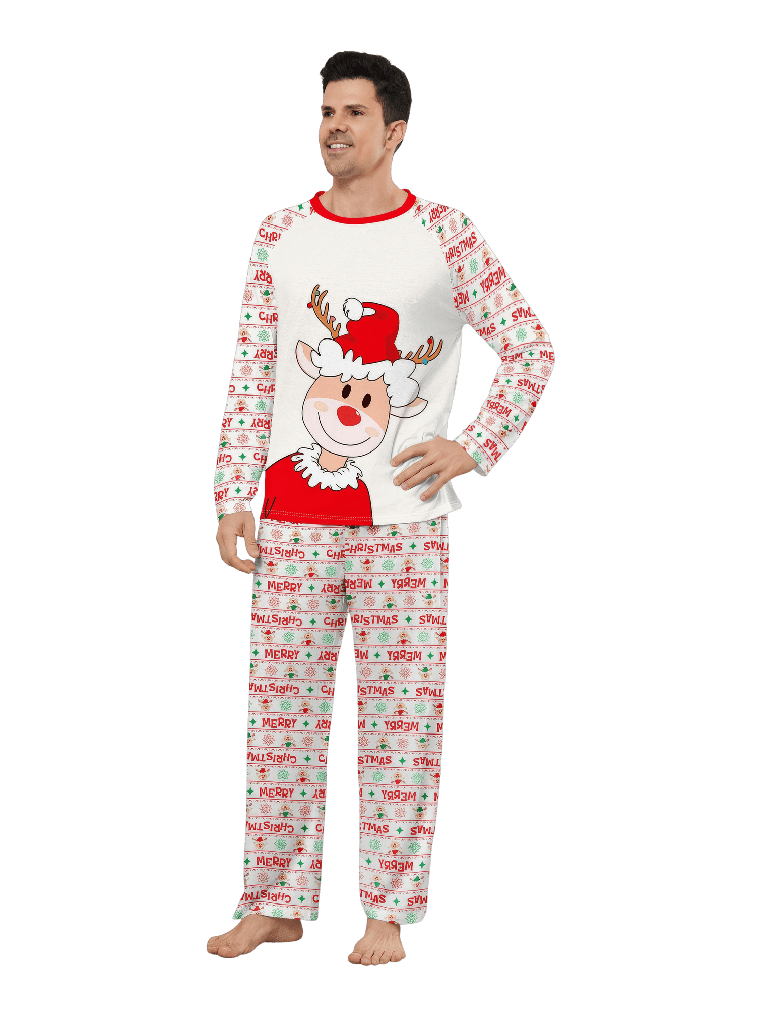 Family Christmas pyjamas, Ghibli style, Reindeer motif