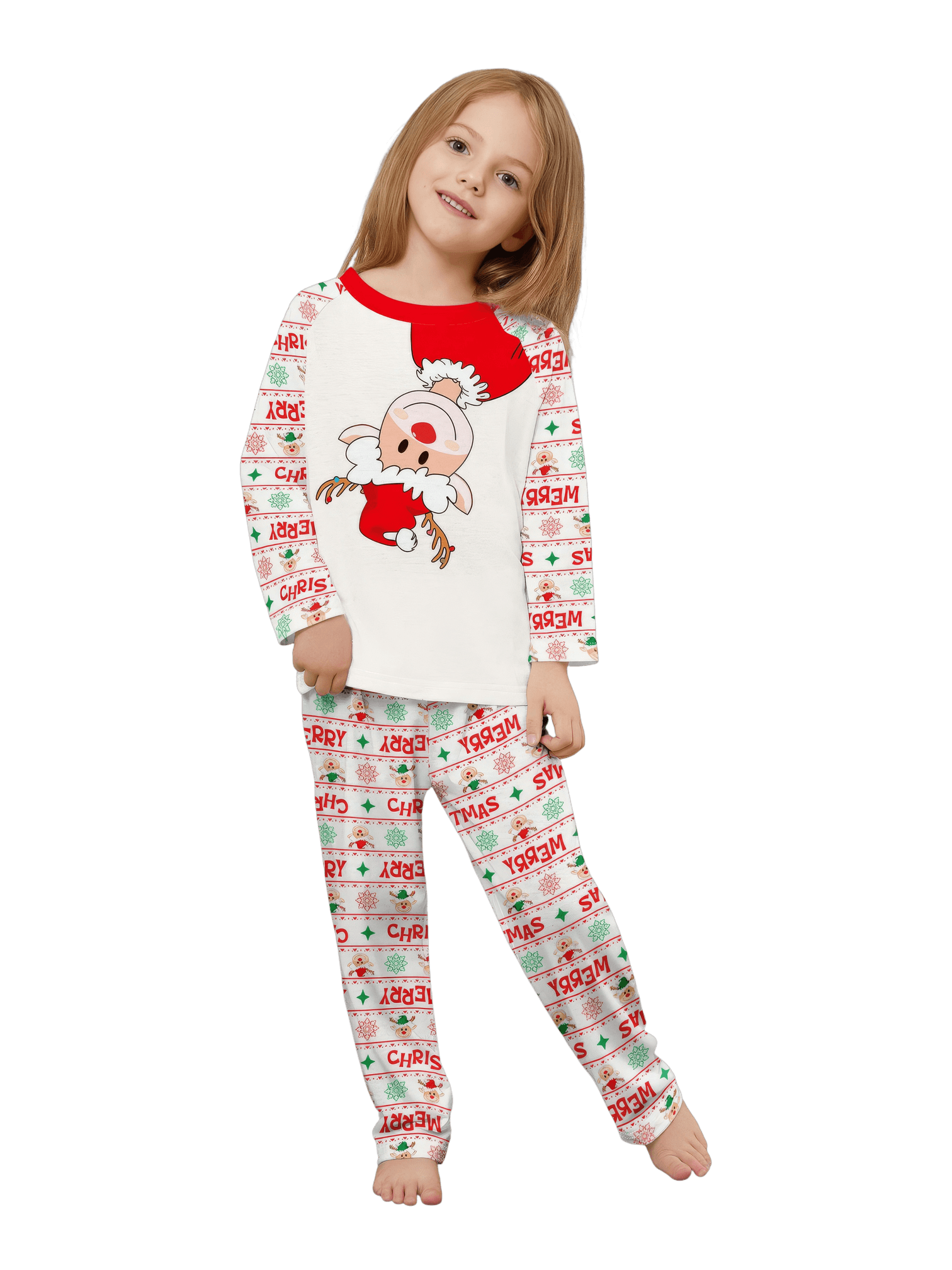 Family Christmas pyjamas, Ghibli style, Reindeer motif