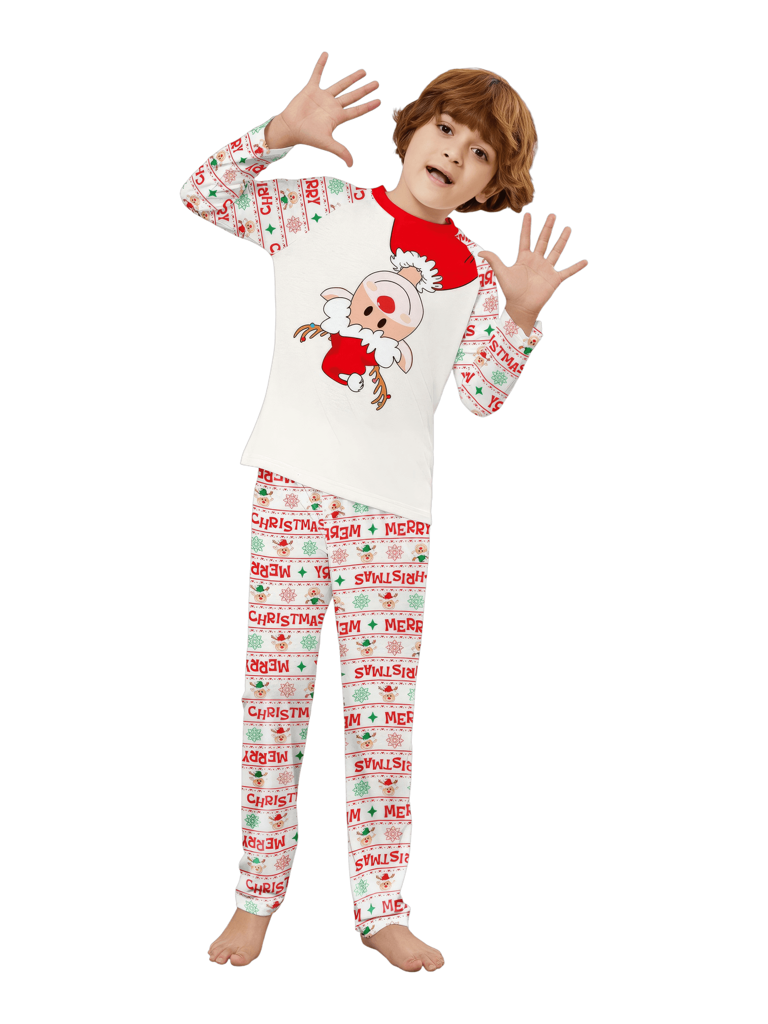 Family Christmas pyjamas, Ghibli style, Reindeer motif