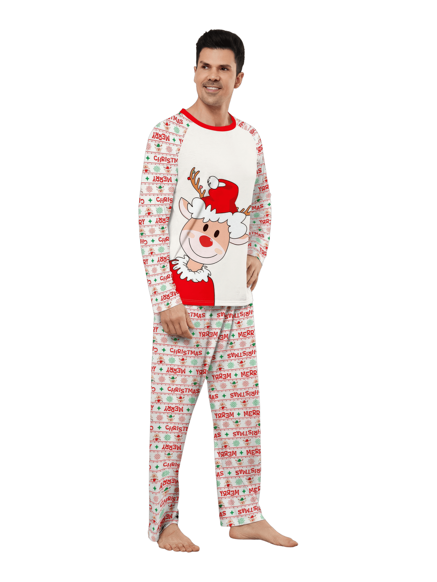 Family Christmas pyjamas, Ghibli style, Reindeer motif