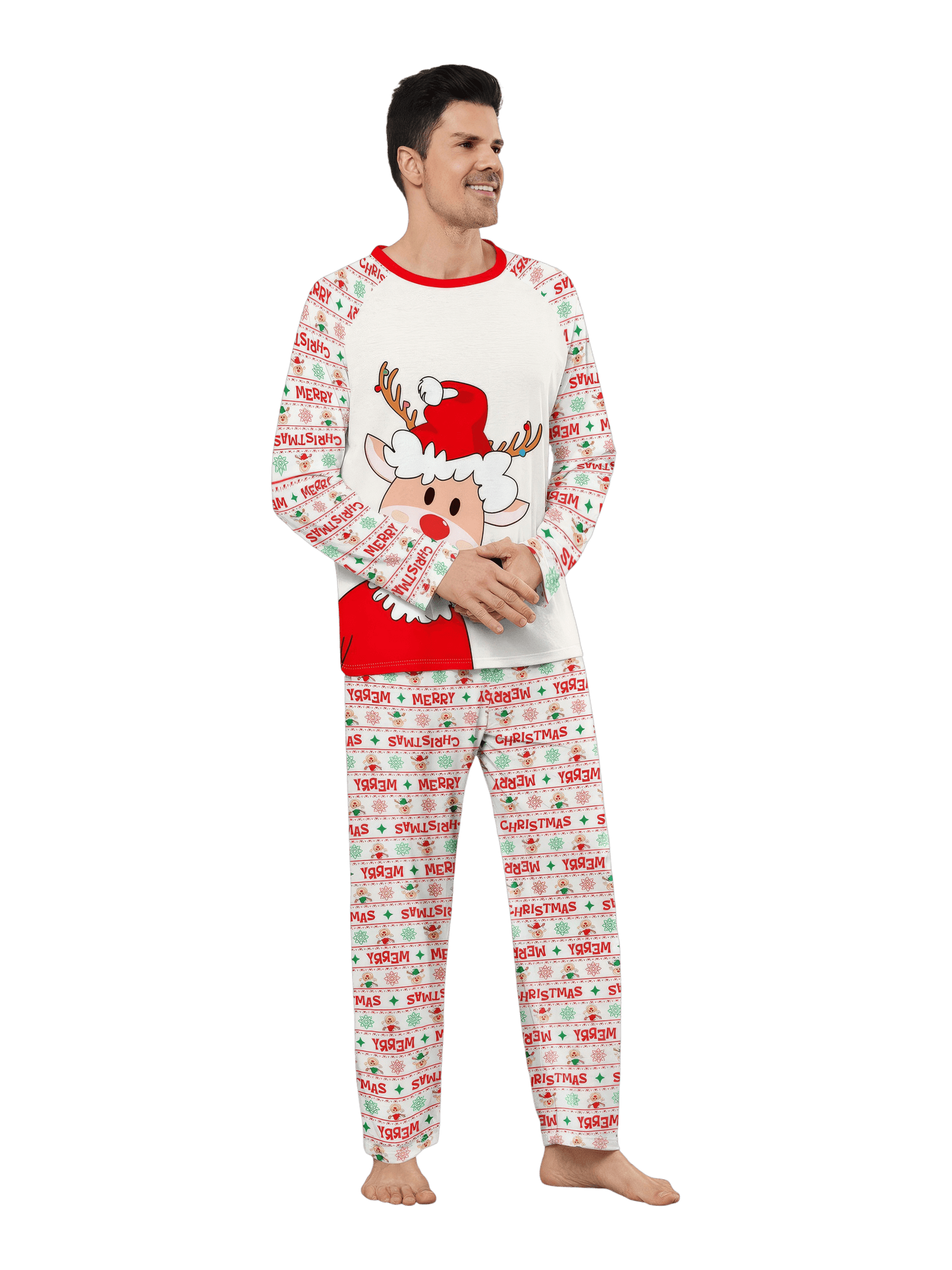 Family Christmas pyjamas, Ghibli style, Reindeer motif