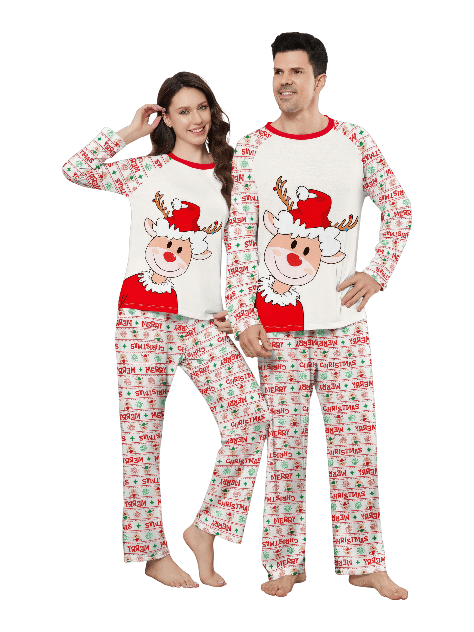Family Christmas pyjamas, Ghibli style, Reindeer motif