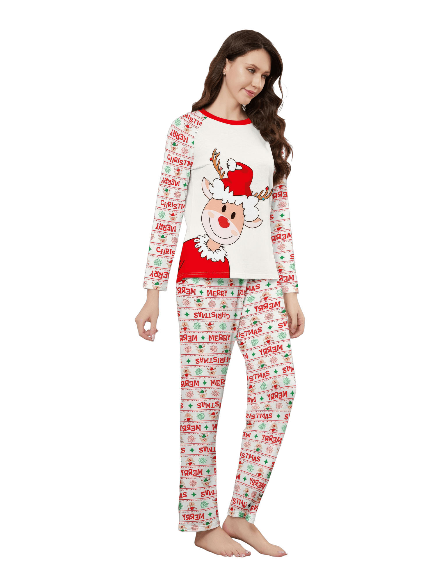 Family Christmas pyjamas, Ghibli style, Reindeer motif