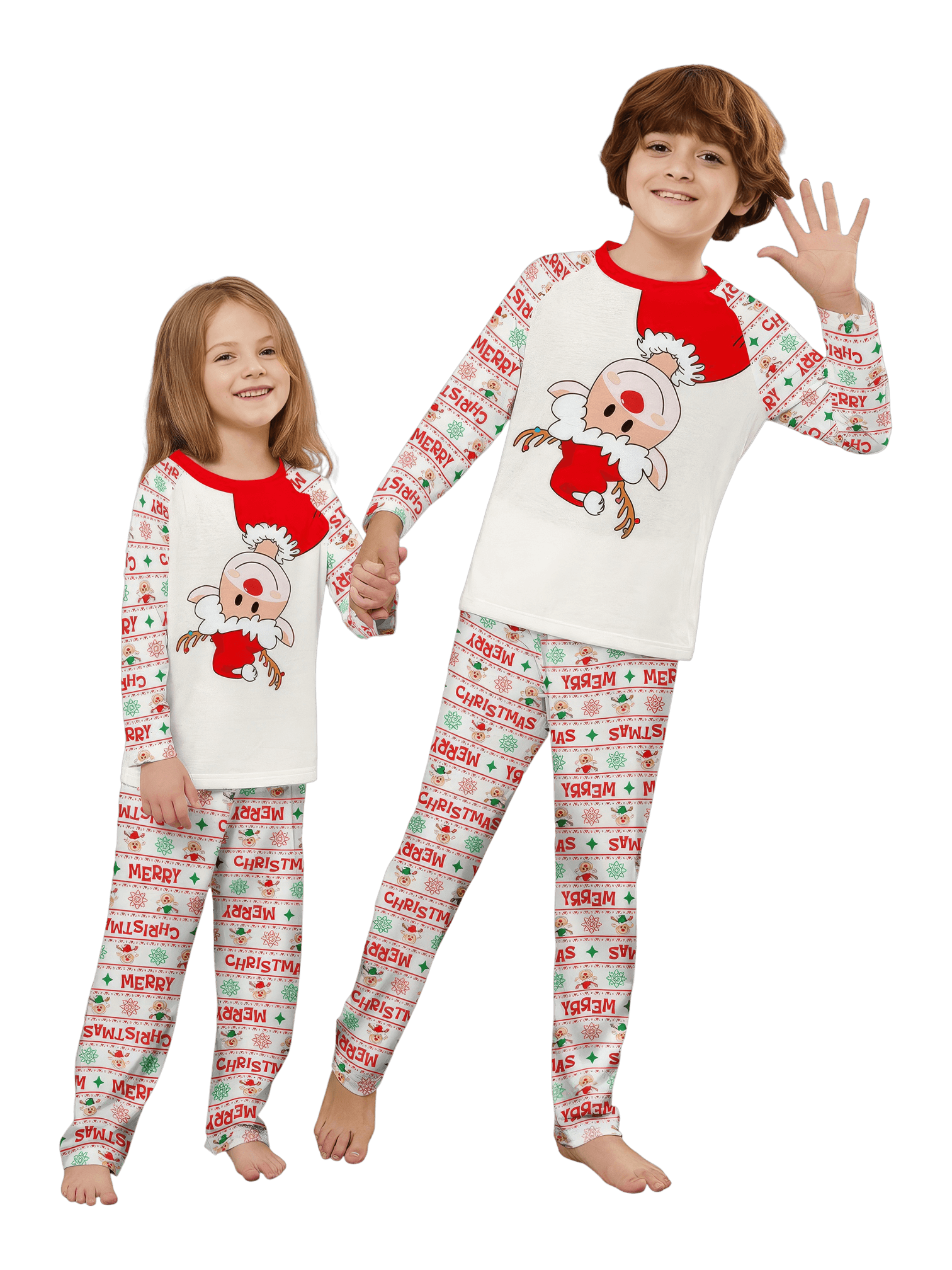 Family Christmas pyjamas, Ghibli style, Reindeer motif