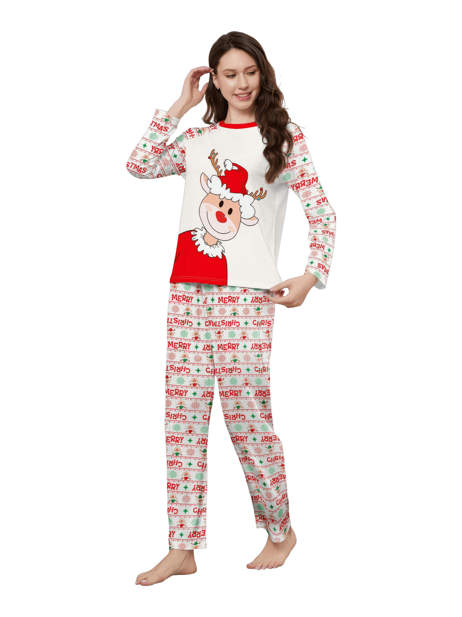 Family Christmas pyjamas, Ghibli style, Reindeer motif