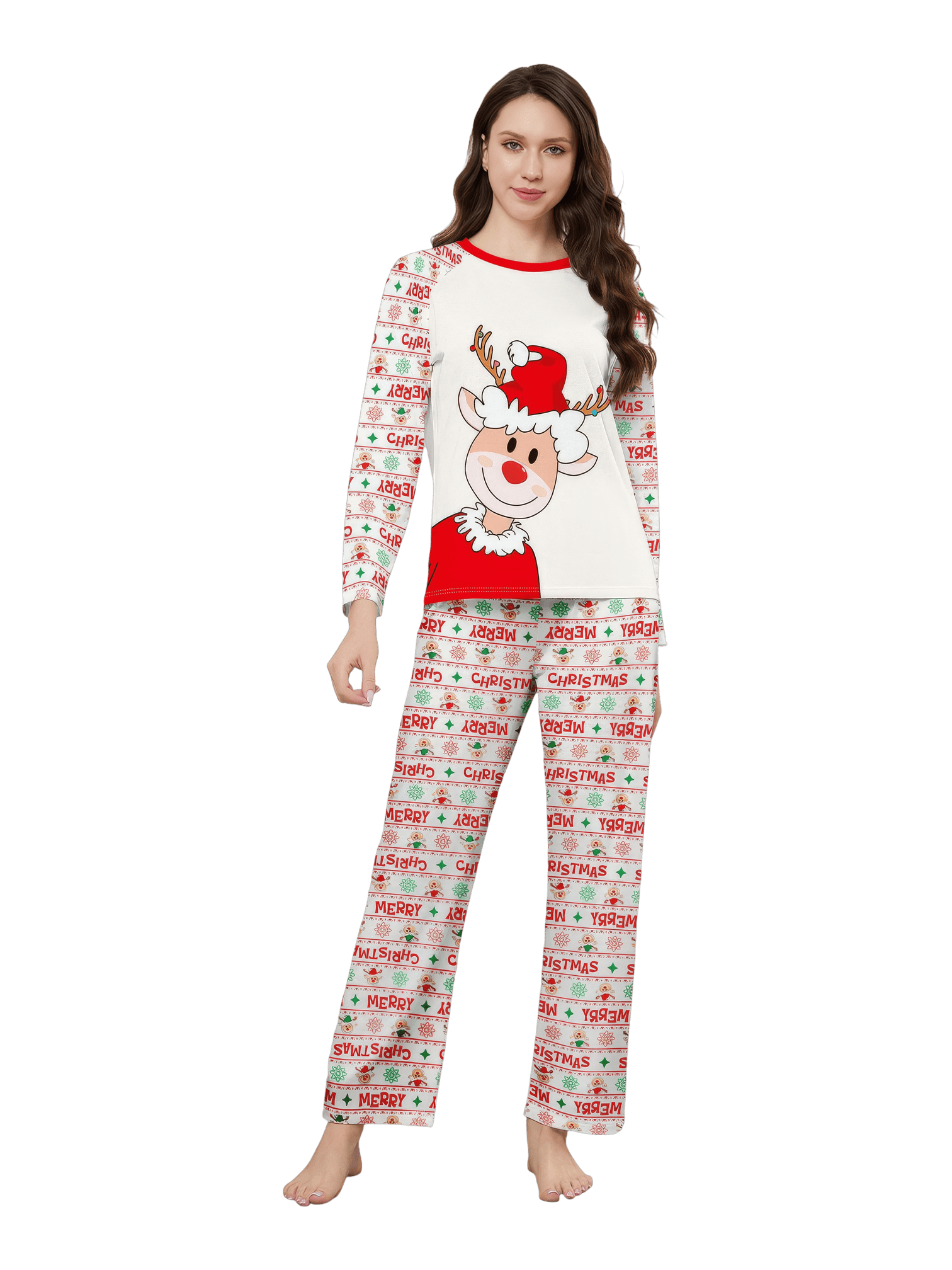 Family Christmas pyjamas, Ghibli style, Reindeer motif
