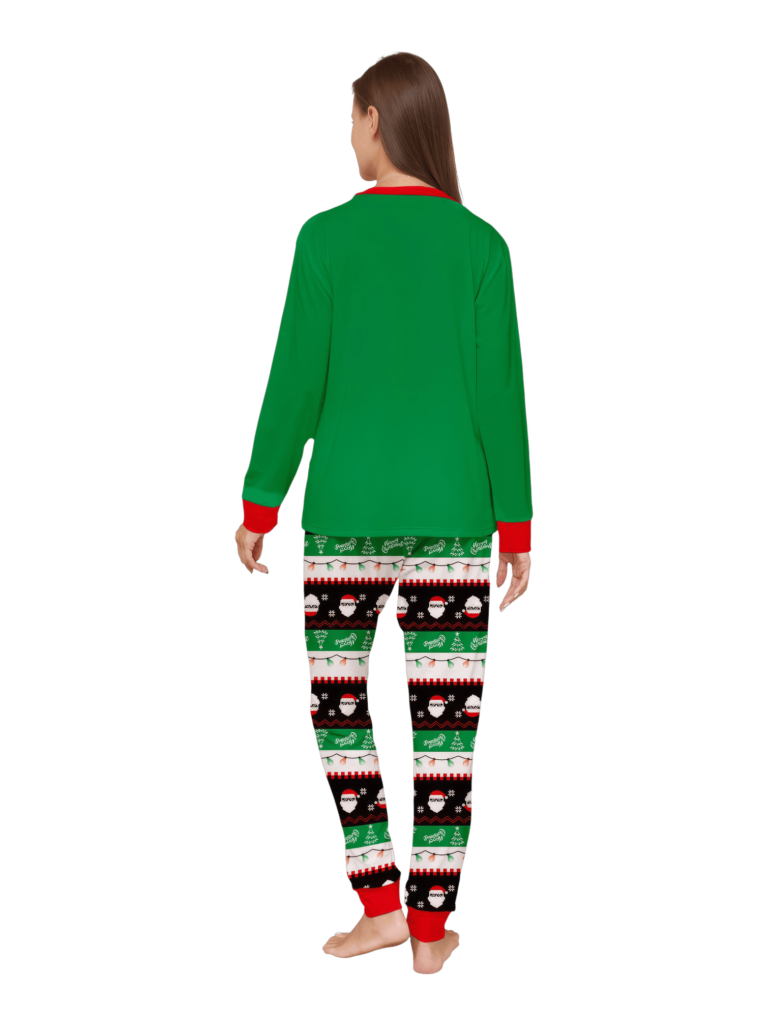 Familienpyjamas Santa in einer Girlande eingewickelt do a DAB