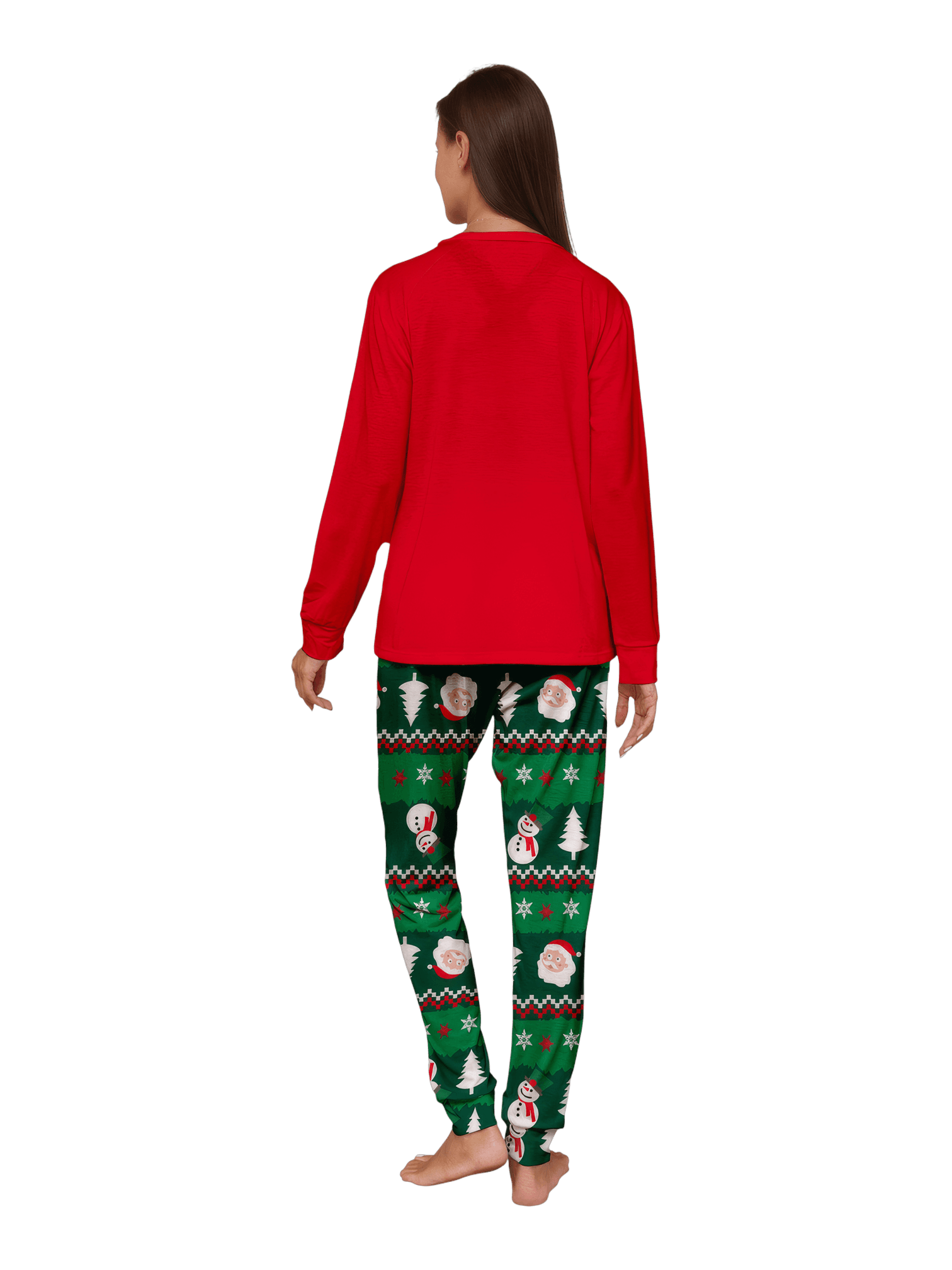 Pigiama famiglia con stampa di renne natalizie per tutta la famiglia, rosso e verde