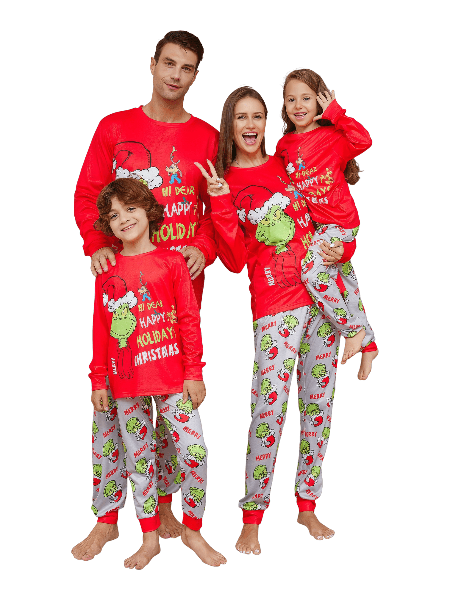 Grinch pyjamas print and Grinch motif, Merry Christmas, family, couples