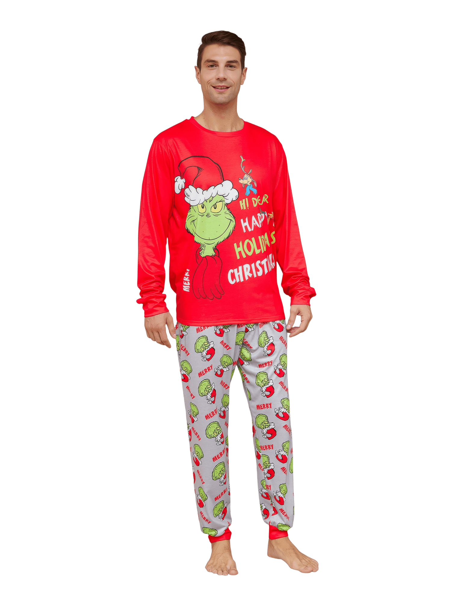 Grinch pyjamas print and Grinch motif, Merry Christmas, family, couples