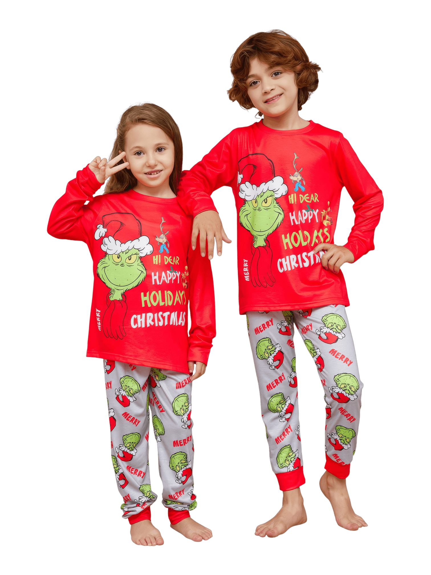 Grinch pyjamas print and Grinch motif, Merry Christmas, family, couples