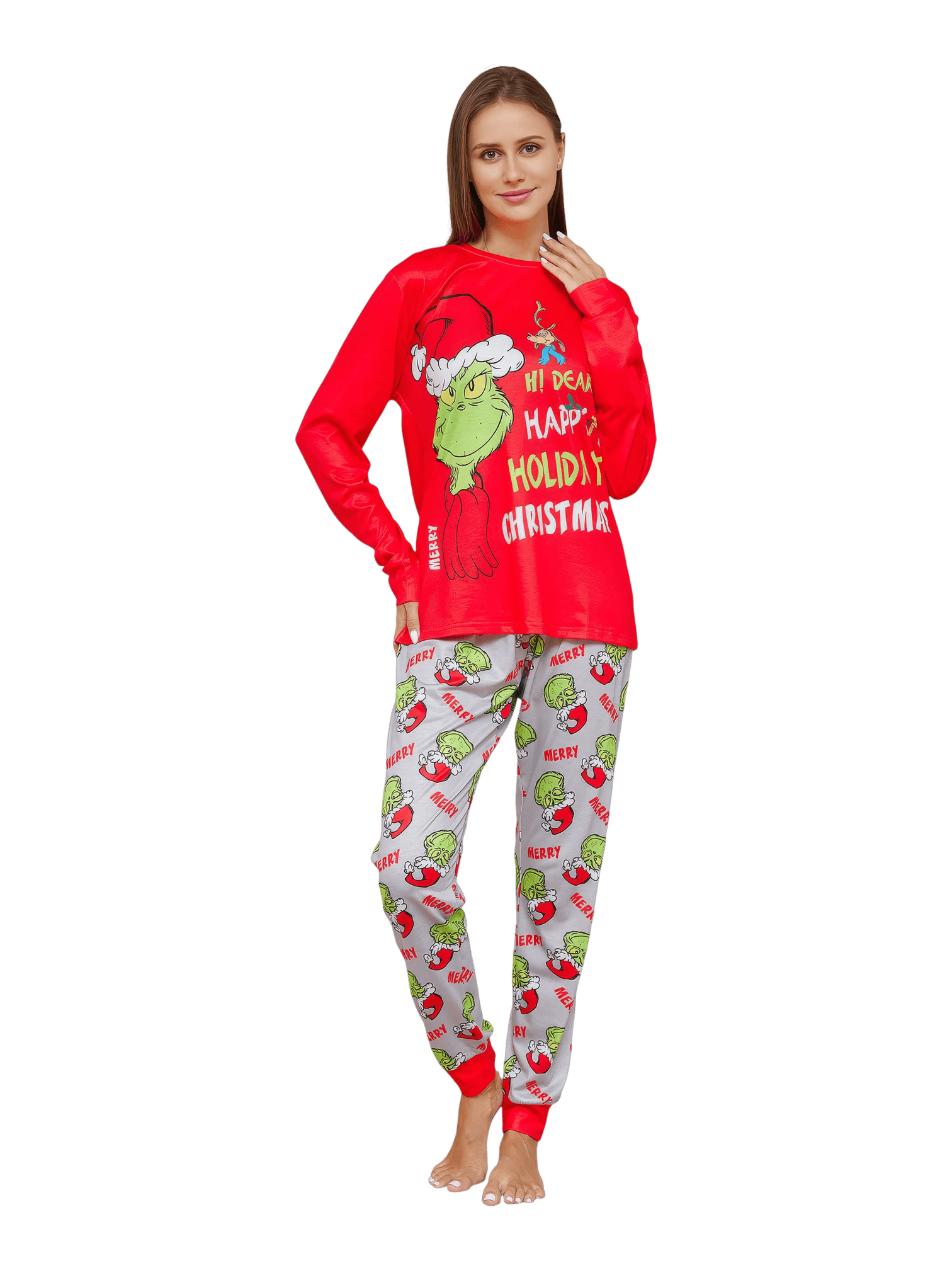 Grinch pyjamas print and Grinch motif, Merry Christmas, family, couples