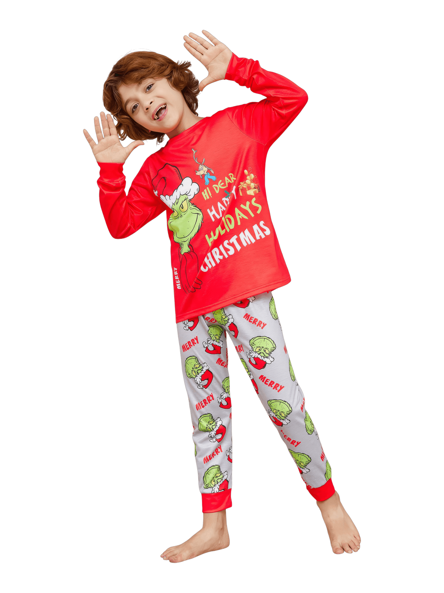 Grinch pyjamas print and Grinch motif, Merry Christmas, family, couples