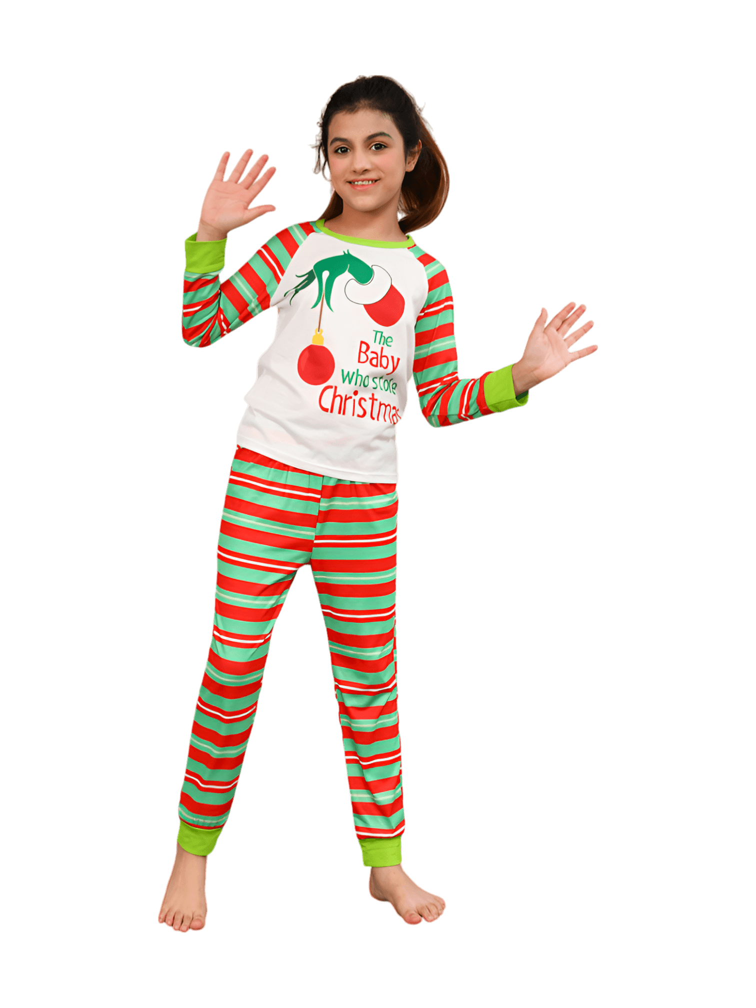 Pigiama Grinchmas per tutta la famiglia, a righe rosse e verdi