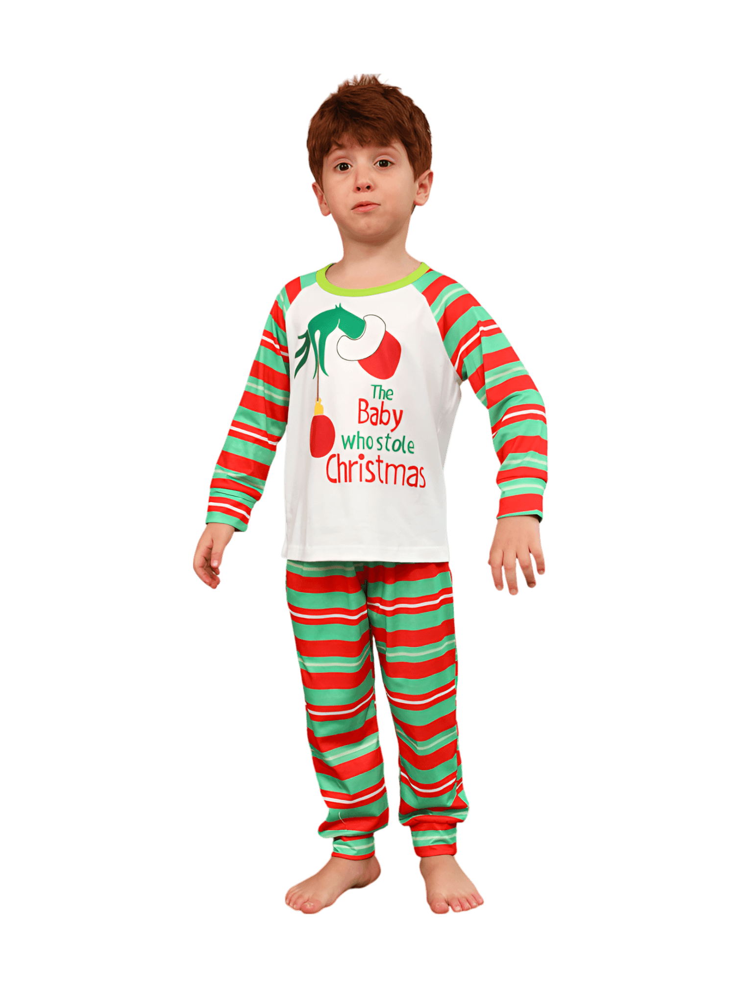 Pigiama Grinchmas per tutta la famiglia, a righe rosse e verdi