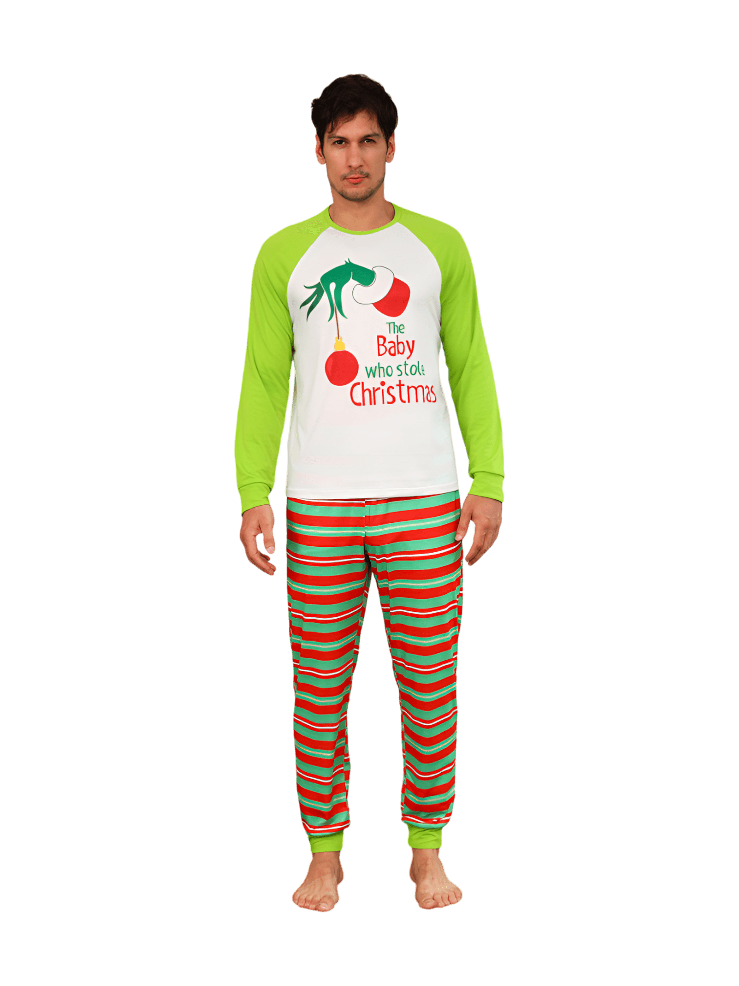 Pigiama Grinchmas per tutta la famiglia, a righe rosse e verdi