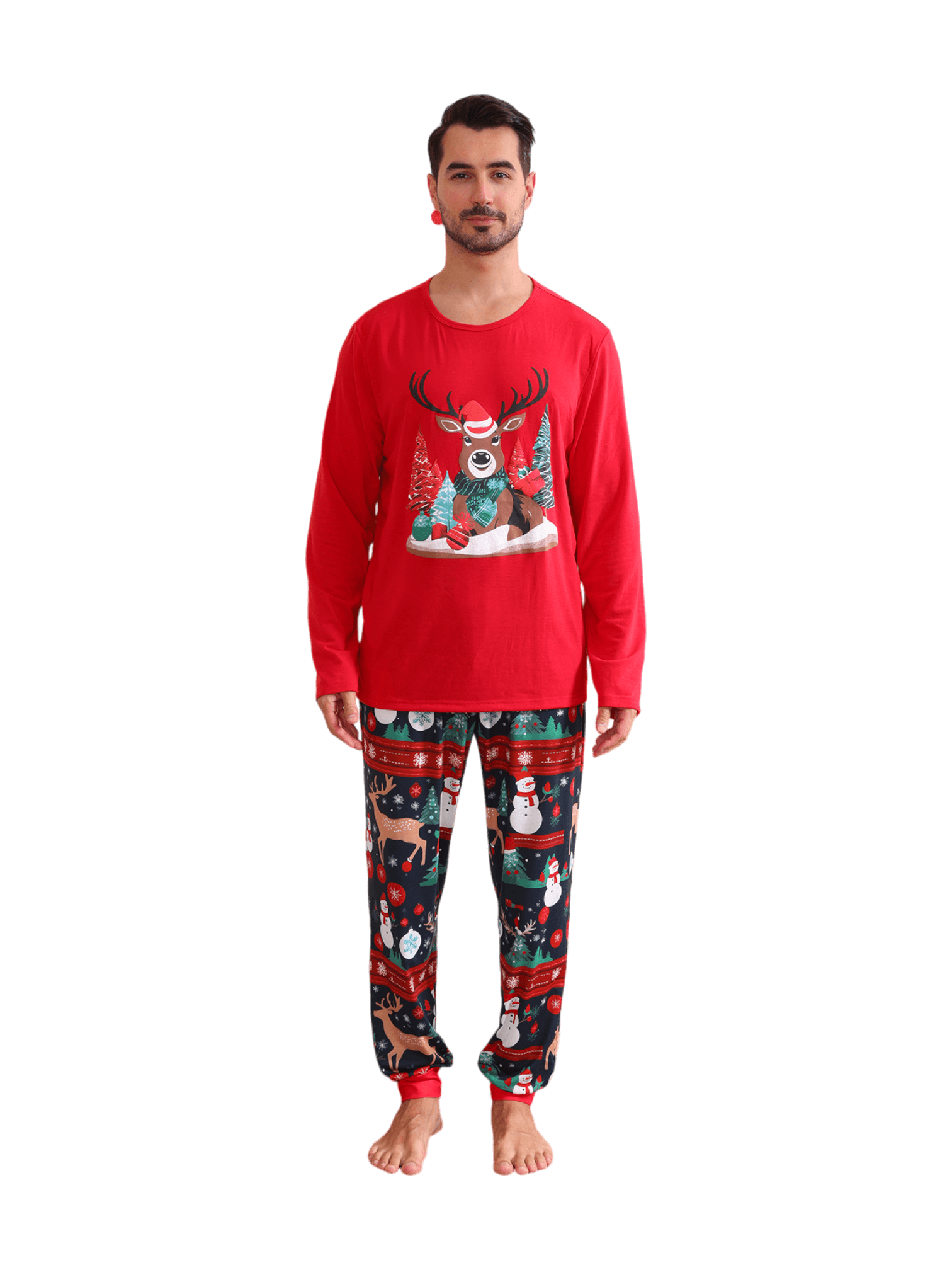 Warmly dressed reindeer waiting for Christmas Matching Pajama