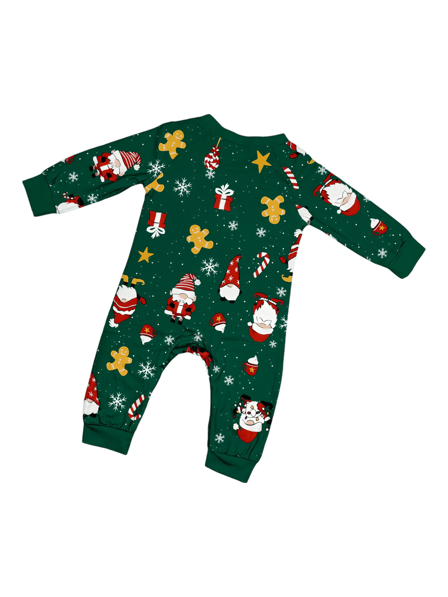Original pijama navideño verde estrellado con motivos navideños y de Papá Noel