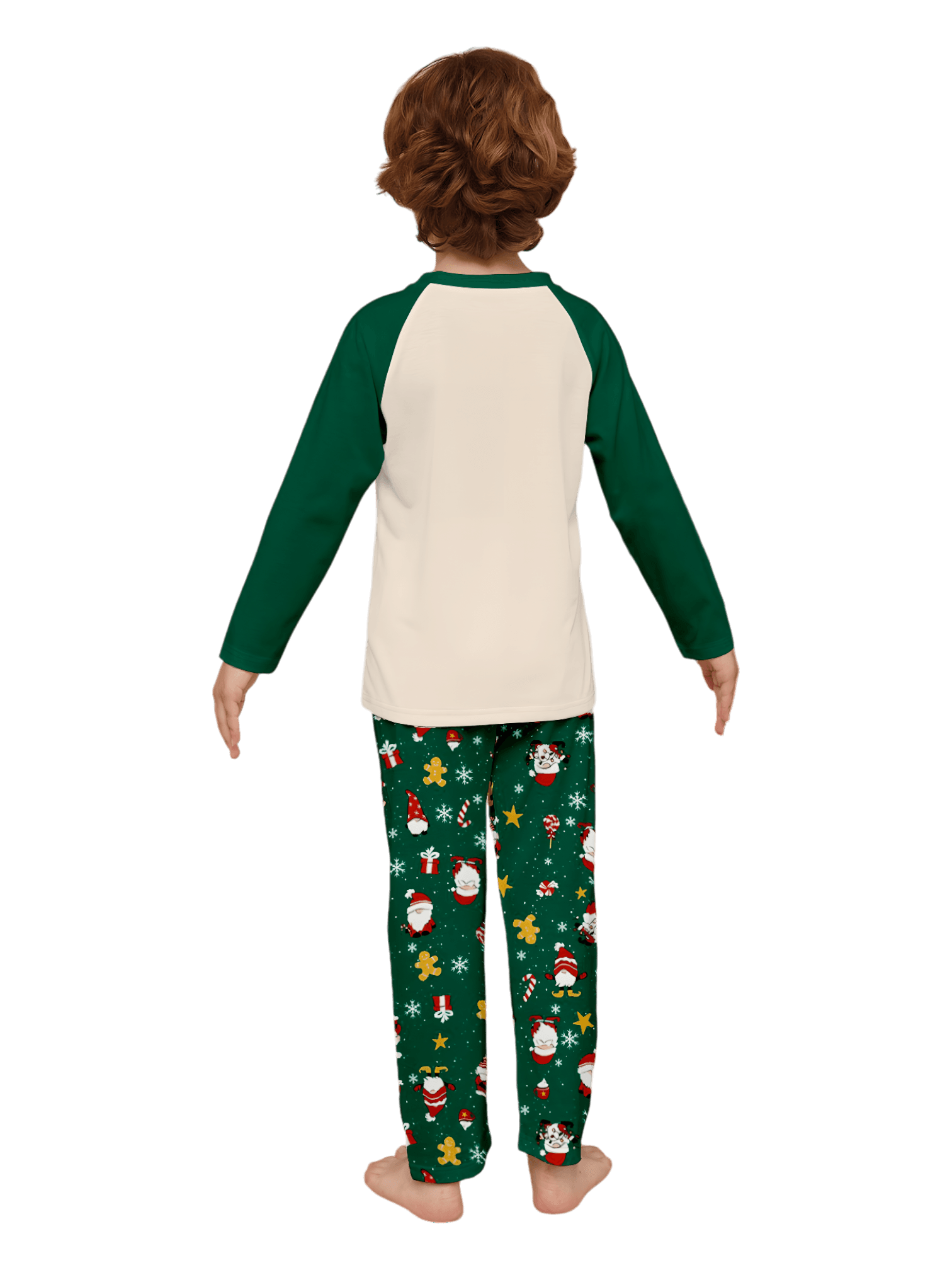 Original pijama navideño verde estrellado con motivos navideños y de Papá Noel
