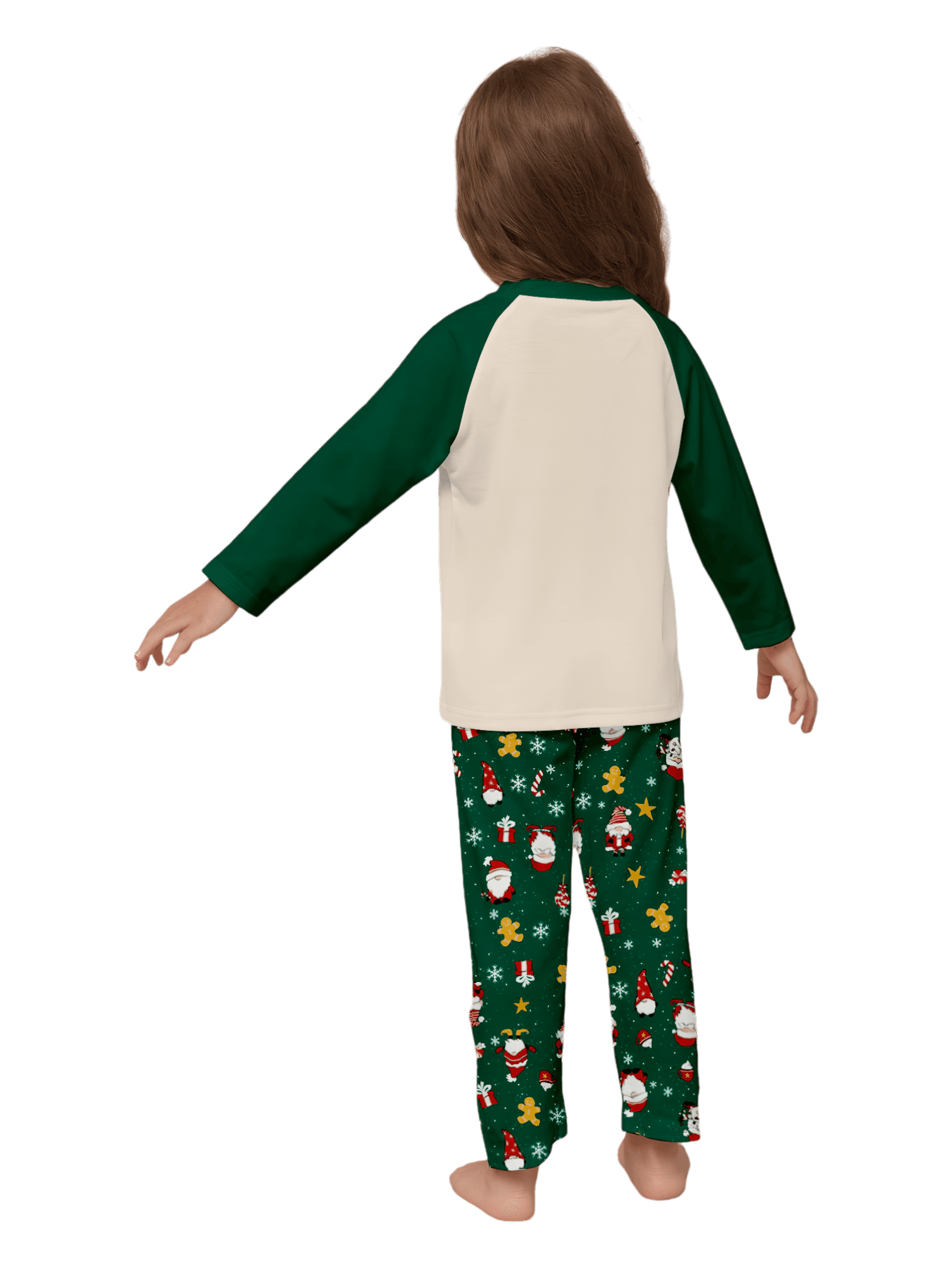 Original pijama navideño verde estrellado con motivos navideños y de Papá Noel