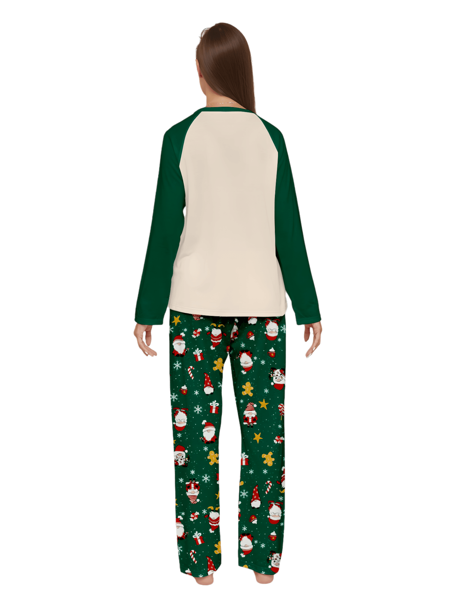 Original pijama navideño verde estrellado con motivos navideños y de Papá Noel