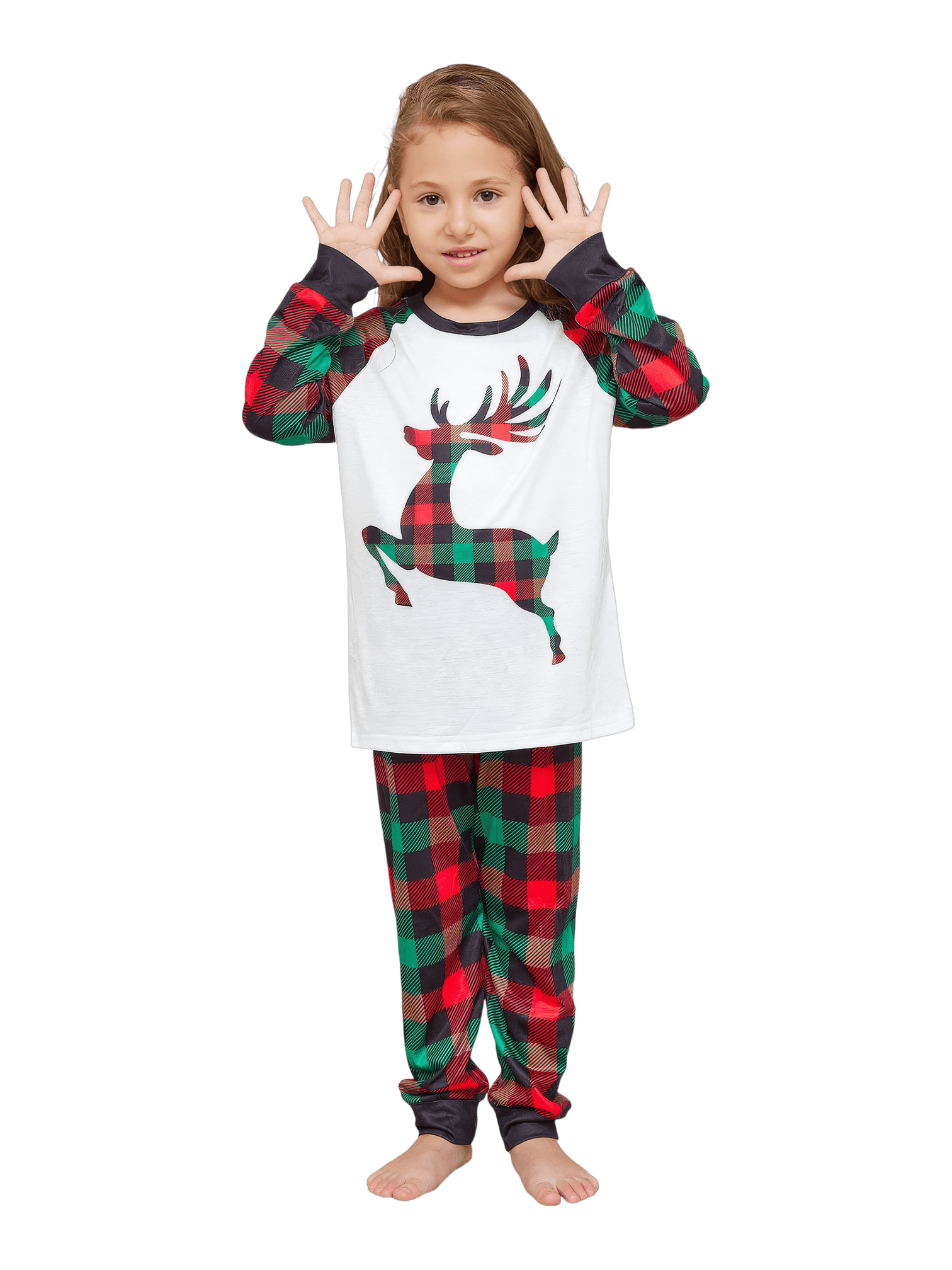 Red and green Irish check Christmas pyjamas for families