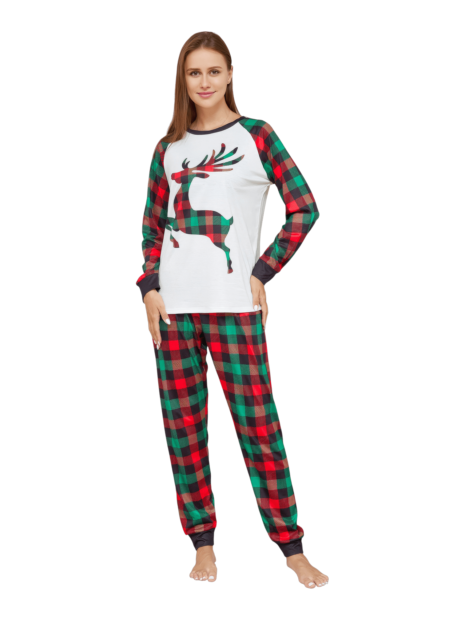 Red and green Irish check Christmas pyjamas for families