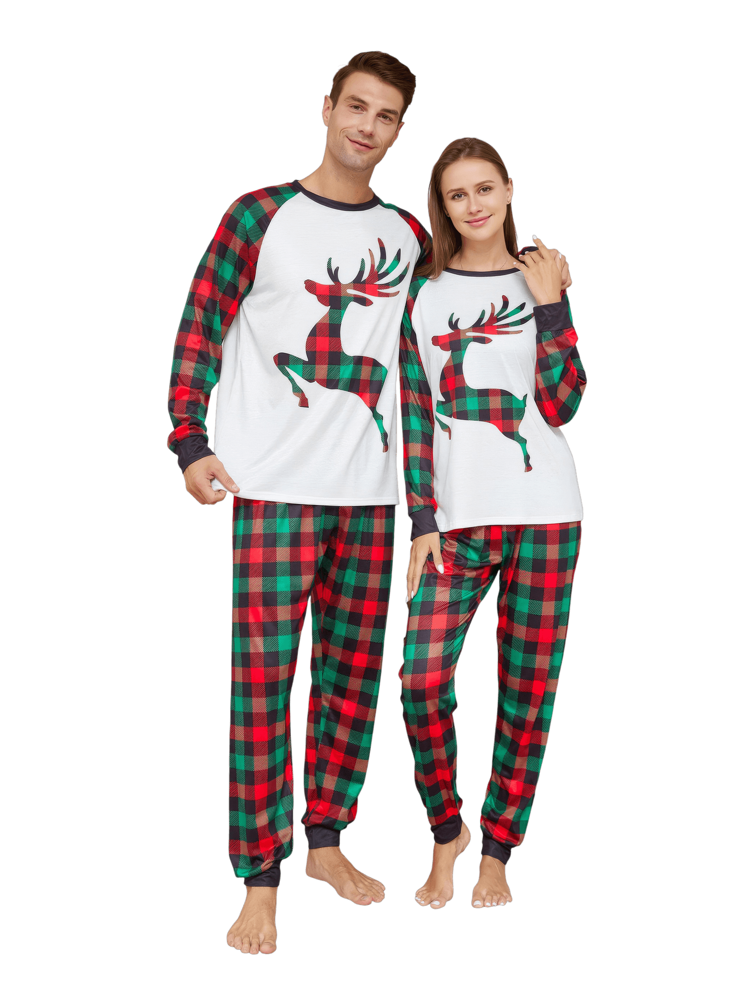 Red and green Irish check Christmas pyjamas for families