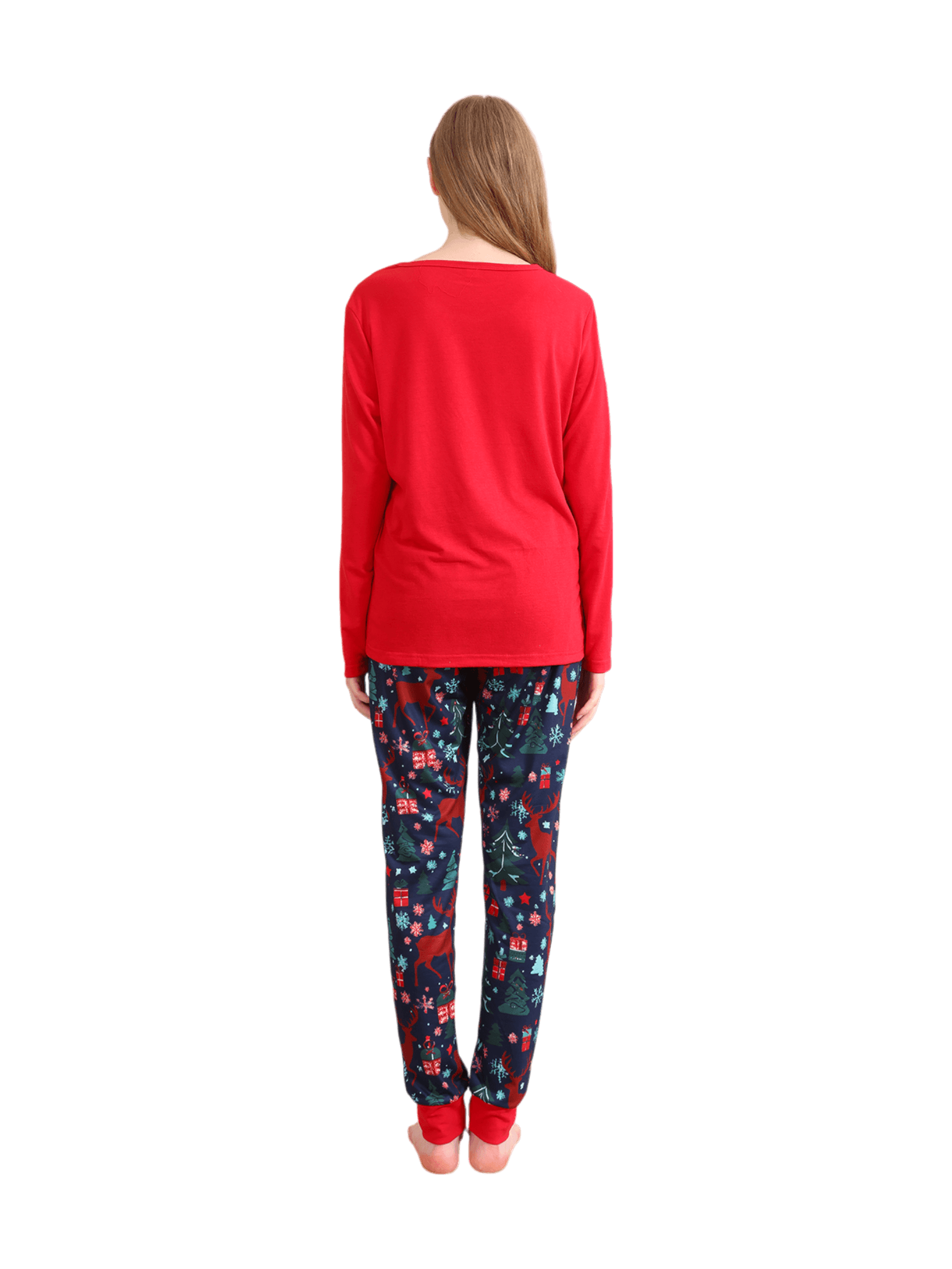 Red blue family Merry Christmas printed pyjama with patterns