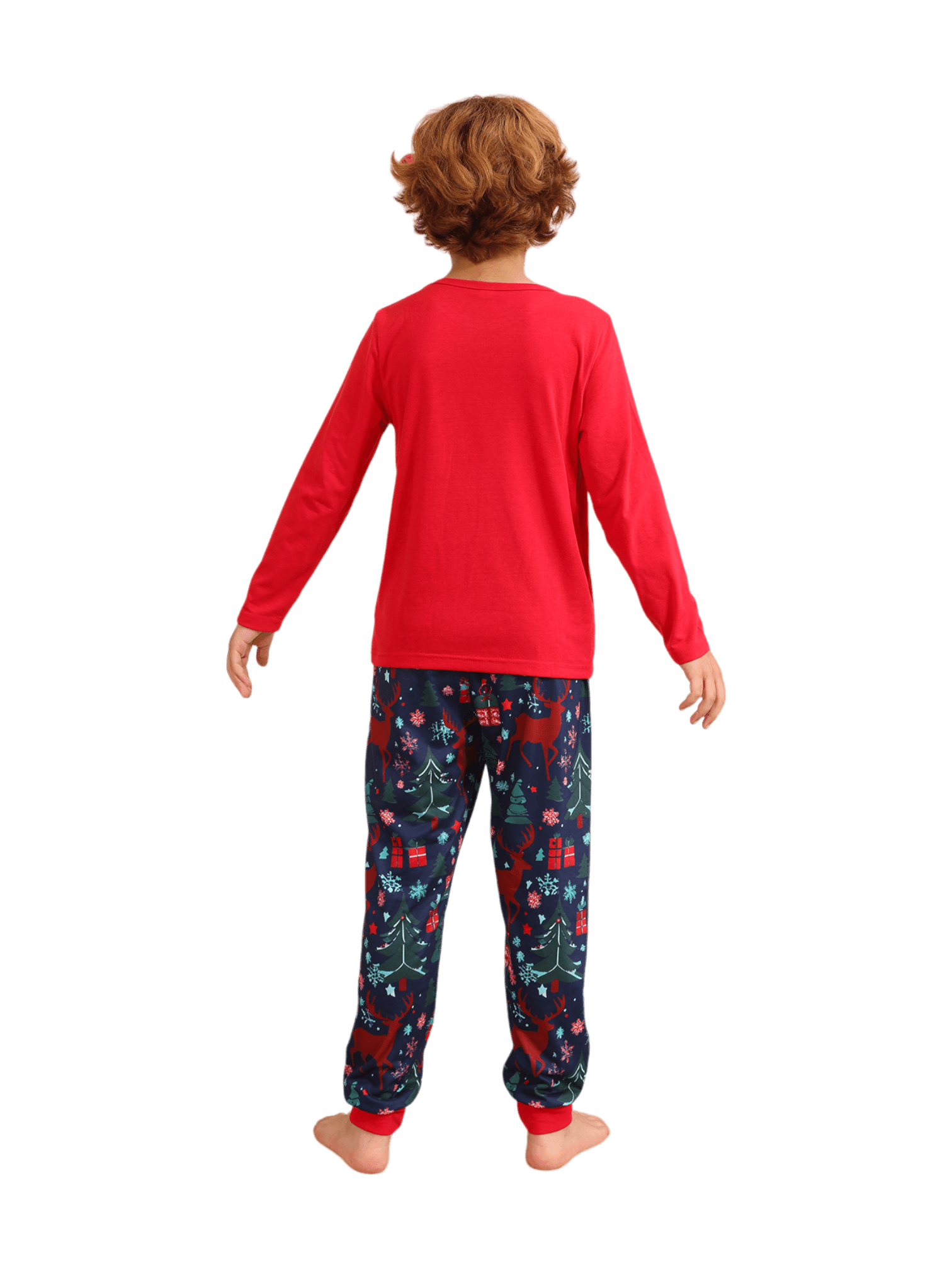 Red blue family Merry Christmas printed pyjama with patterns