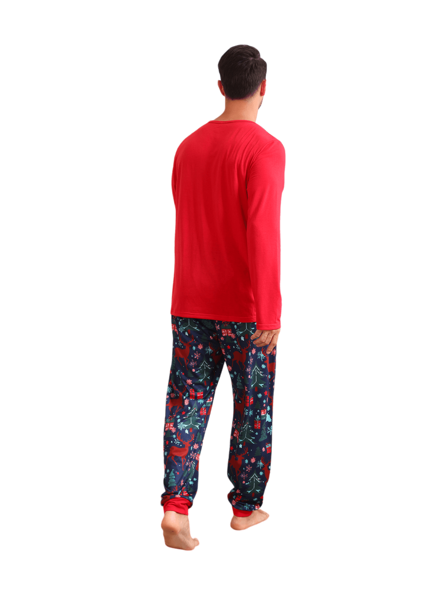 Red blue family Merry Christmas printed pyjama with patterns